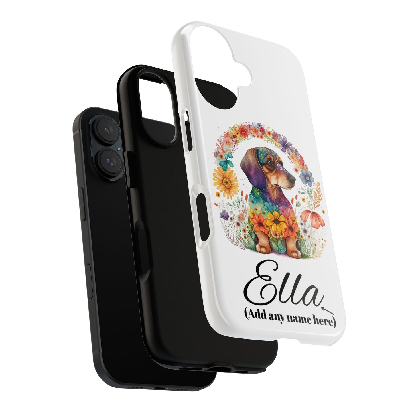 Personalized Dachshund Case for Pet Lovers Floral Phone Case Custom Name Phone