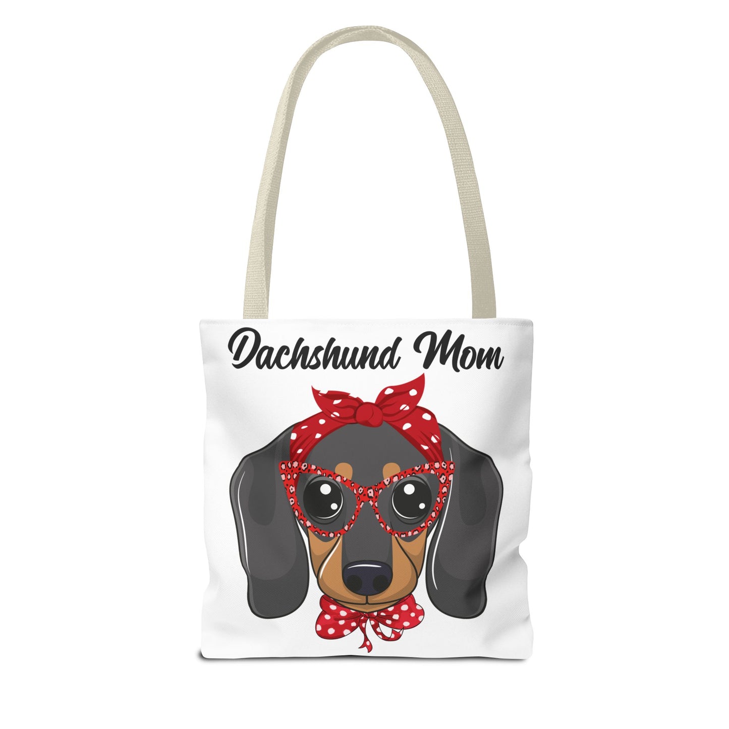 Retro Mom Black and Tan Dachshund Puppy Tote Bag Bright and Cheerful Weiner Doxie