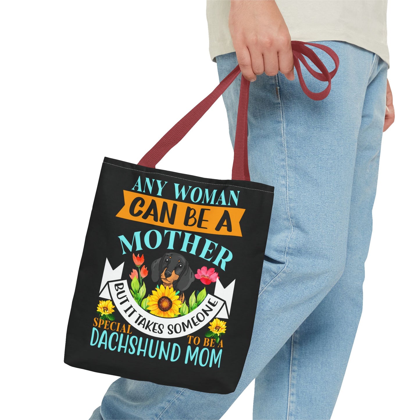 Mom Dachshund Puppy Tote Bag Bright and Cheerful Weiner Doxie