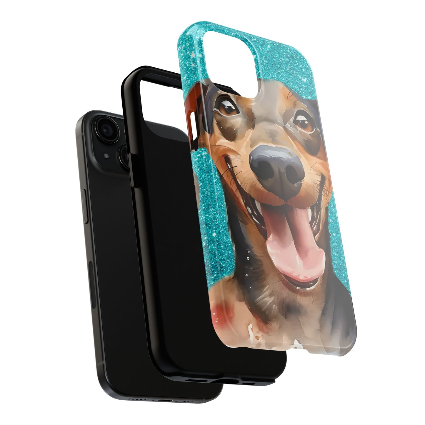 Bright Colorful Dachshund iPhone 15 Tough Phone Cases