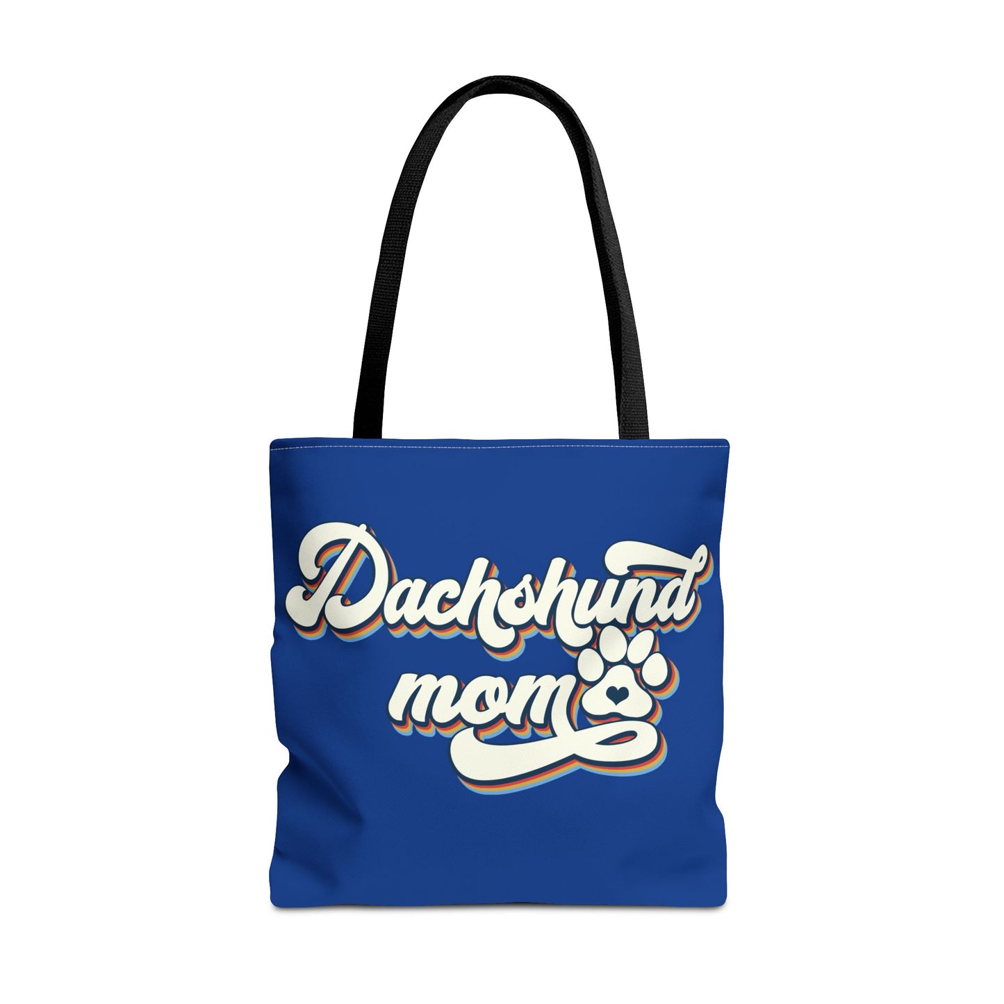 Navy Blue Dachshund Puppy Tote Bag Bright and Cheerful Weiner Doxie