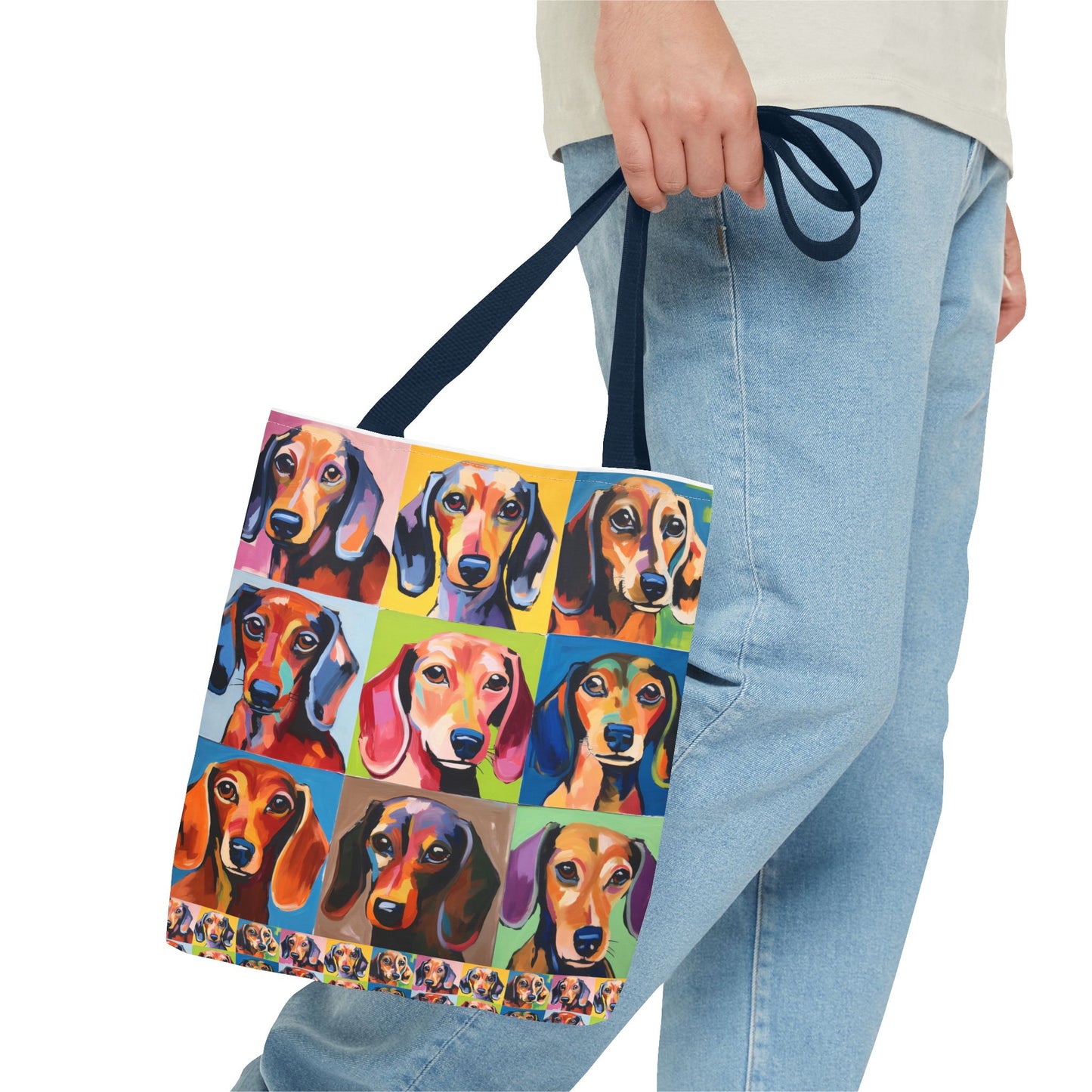 Colorful Dachshund Tote Bag Bright and Cheerful Brown Dapple Weiner