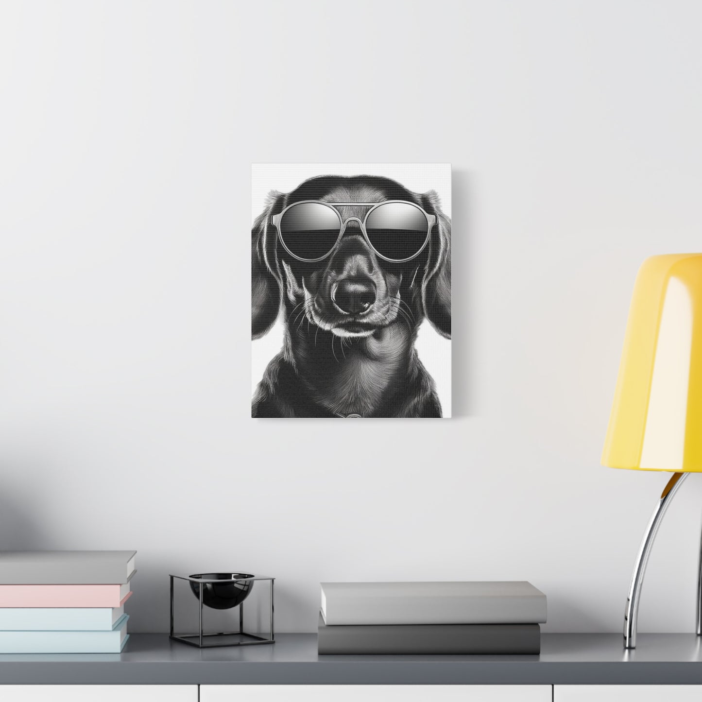 Stylish Dog Canvas Wall Art Dog Lover Gift Home Decor, Black and White Game Room