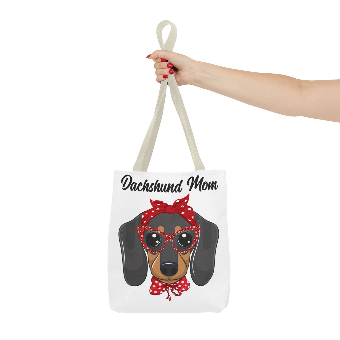 Retro Mom Black and Tan Dachshund Puppy Tote Bag Bright and Cheerful Weiner Doxie