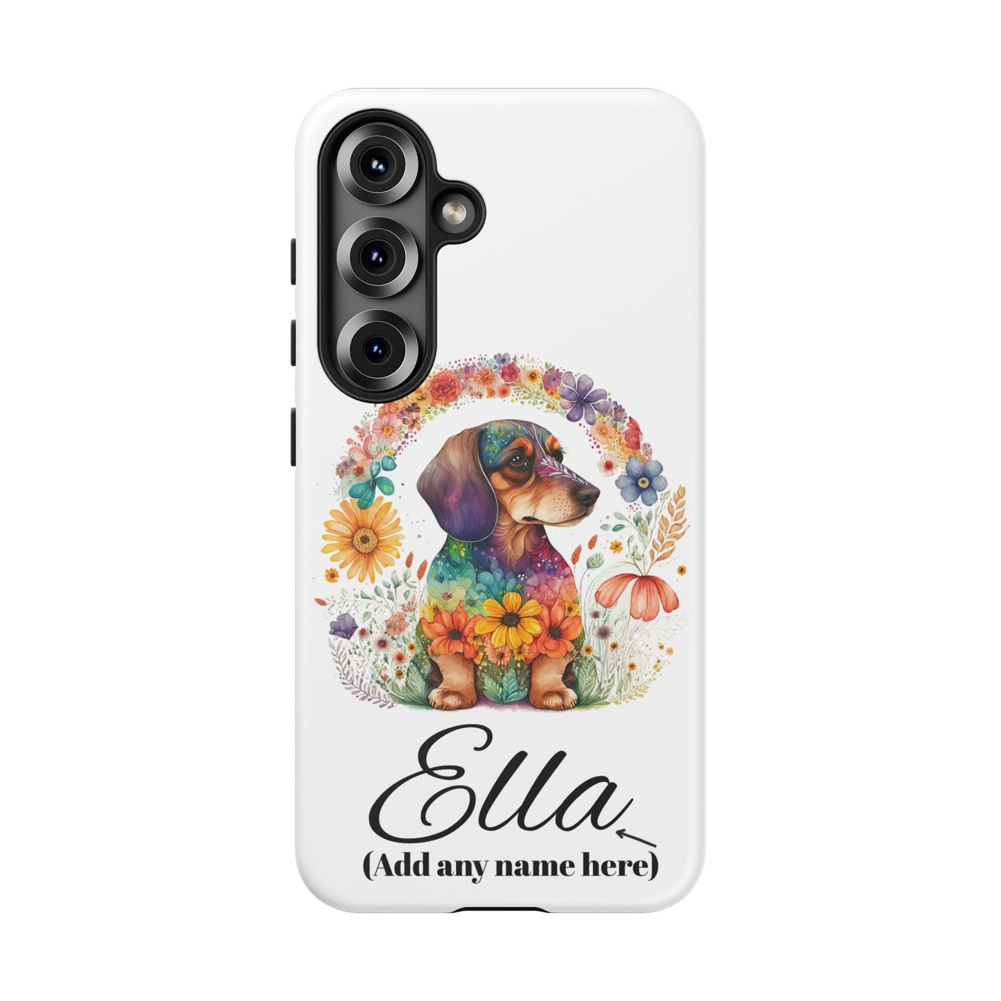 Personalized Dachshund Case for Pet Lovers Floral Phone Case Custom Name Phone