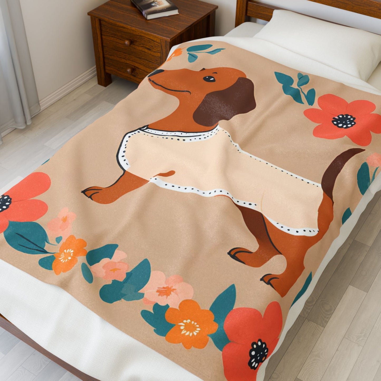 Dachshund Blanket, Cozy Throw, Dog Lover Gift, Animal Print Bedding, Weiner Dog
