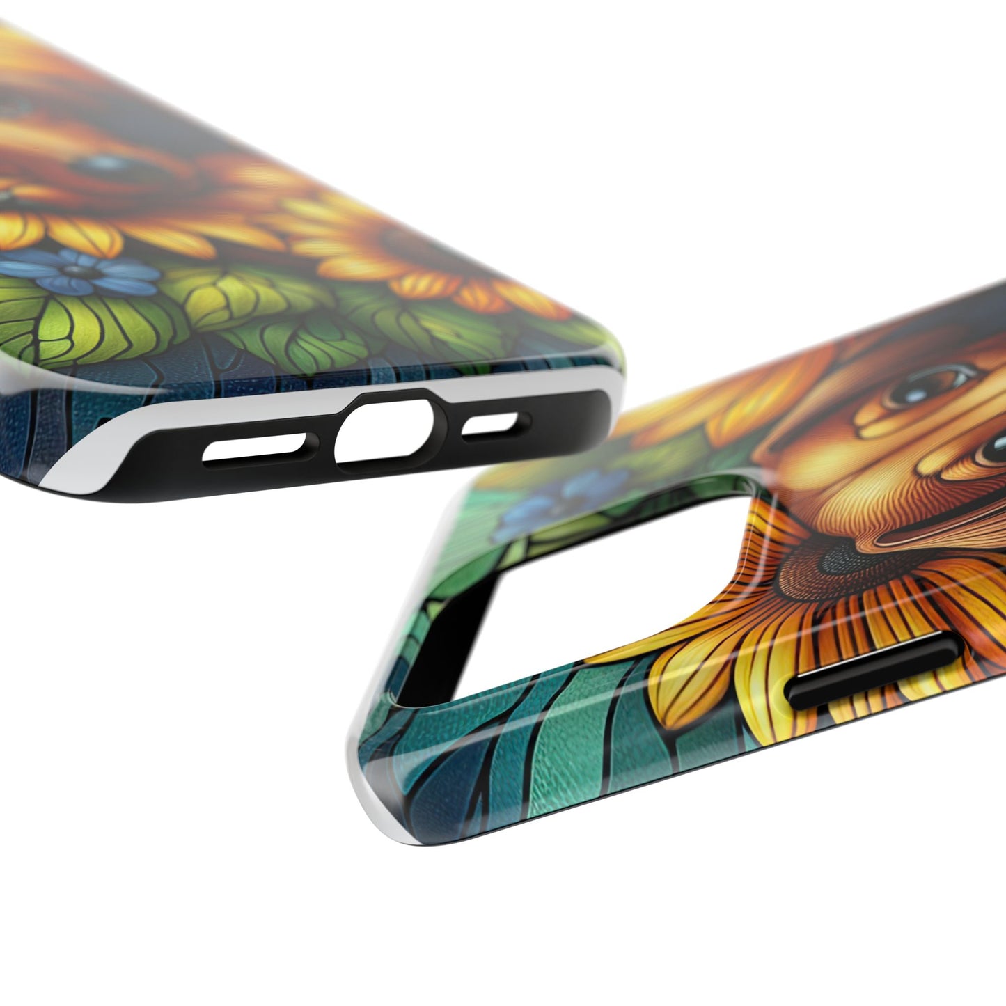 Cute Dachshund Phone Case Dog Lover Gift Tough Phone Cover Doxie Stained Glass