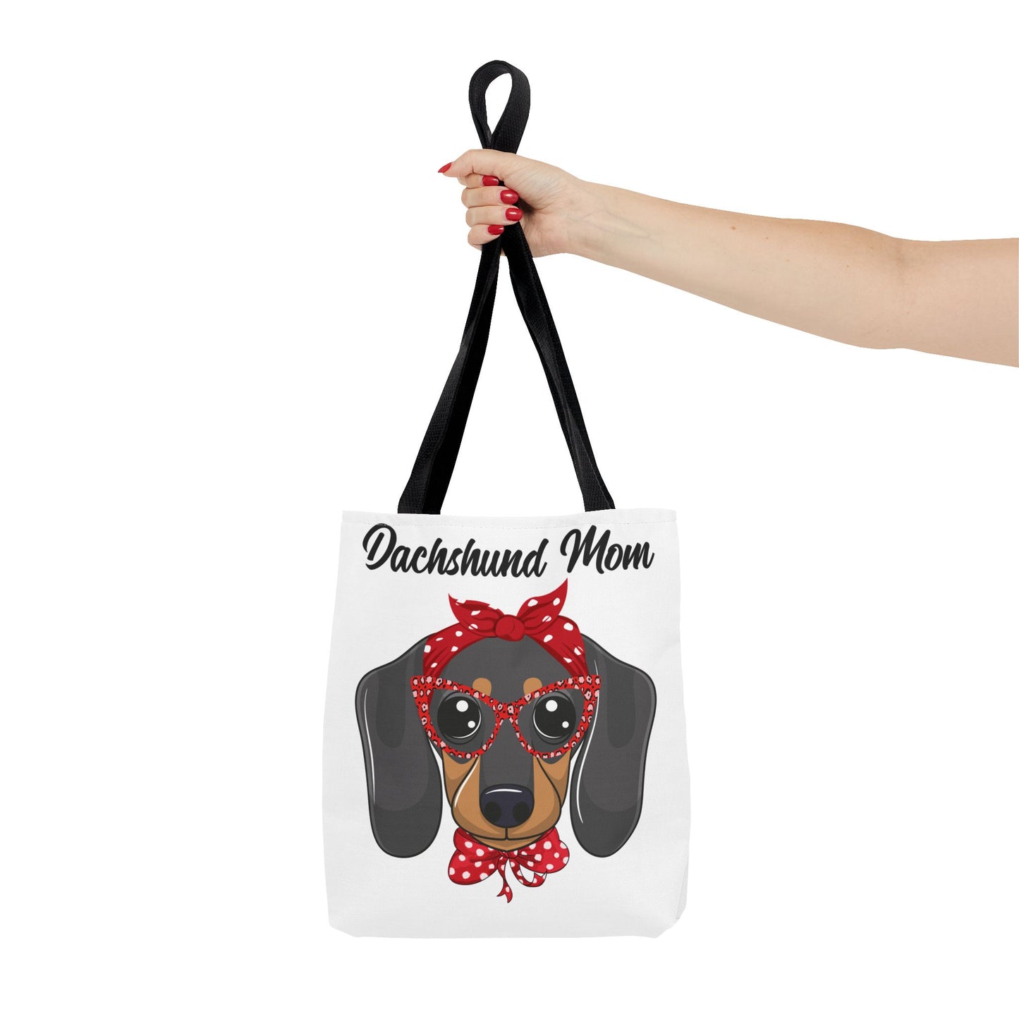 Retro Mom Black and Tan Dachshund Puppy Tote Bag Bright and Cheerful Weiner Doxie