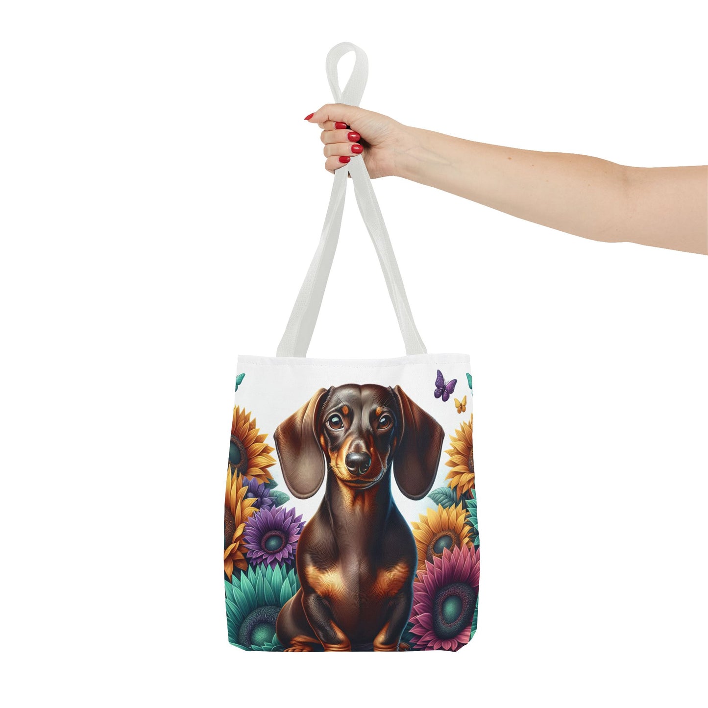 Brilliant Color Black and Tan Dachshund Puppy Tote Bag Bright and Cheerful Weiner Doxie