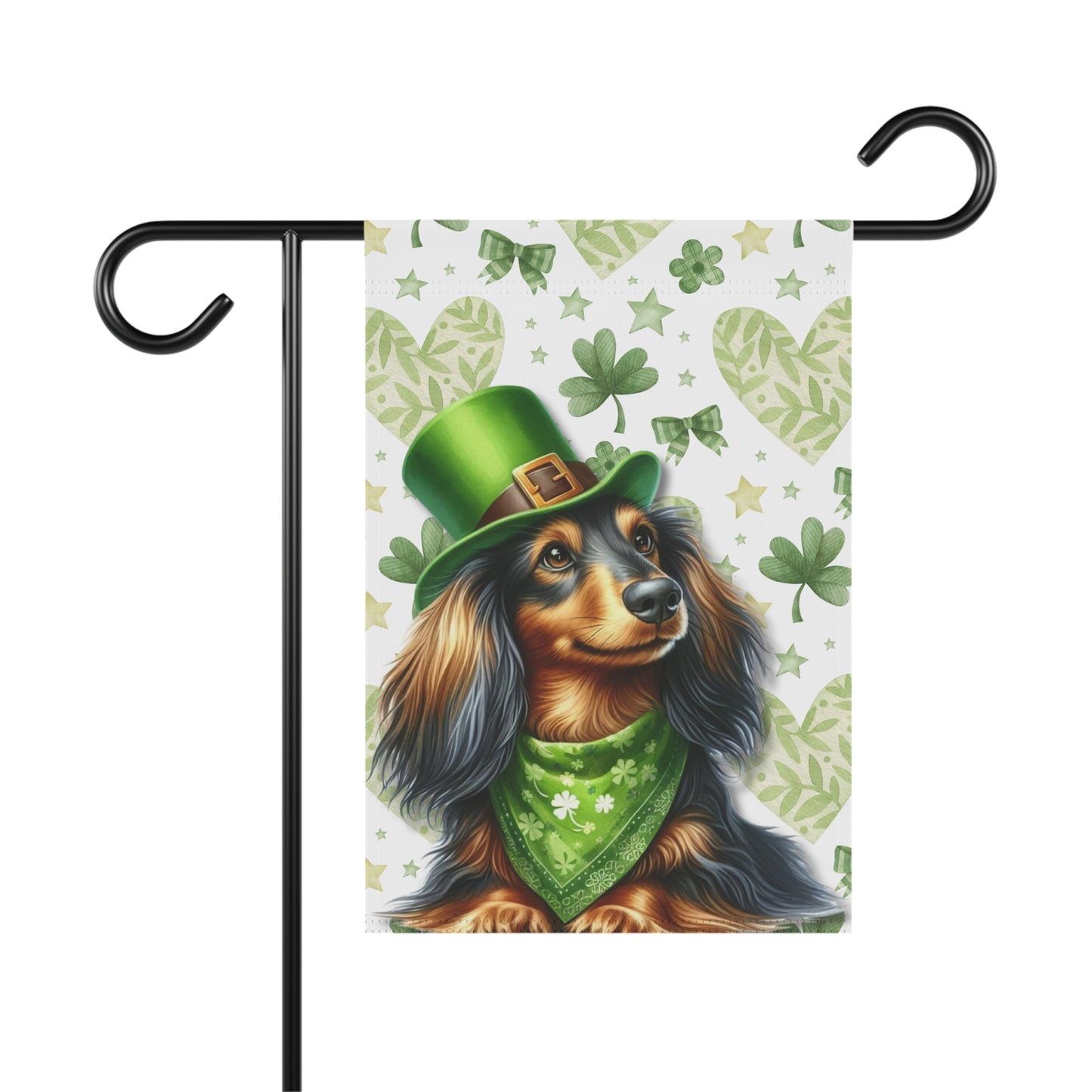 St Patricks Spring Garden Flag Dog Mom Banner Home Decor Dachshund Patty Day