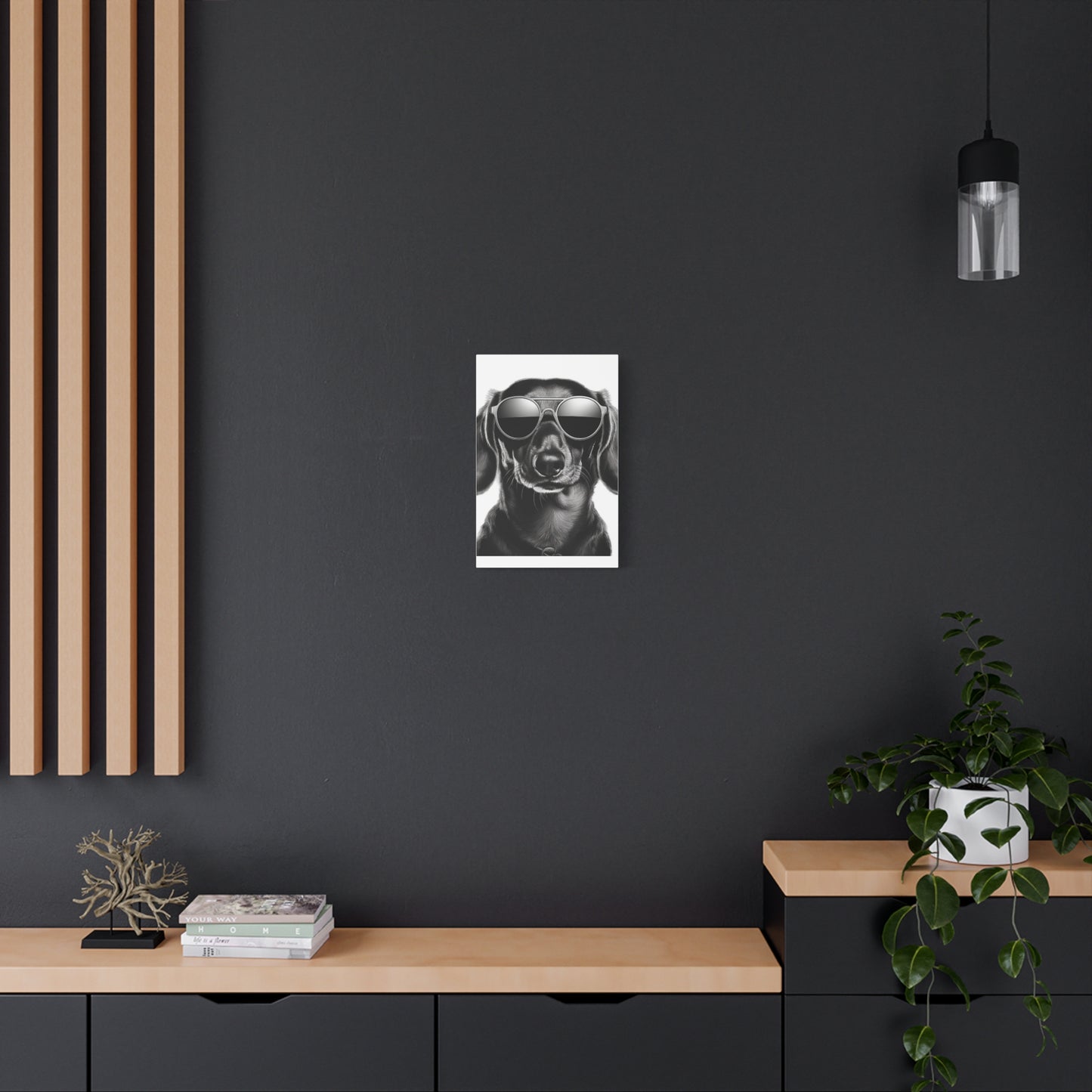 Stylish Dog Canvas Wall Art Dog Lover Gift Home Decor, Black and White Game Room