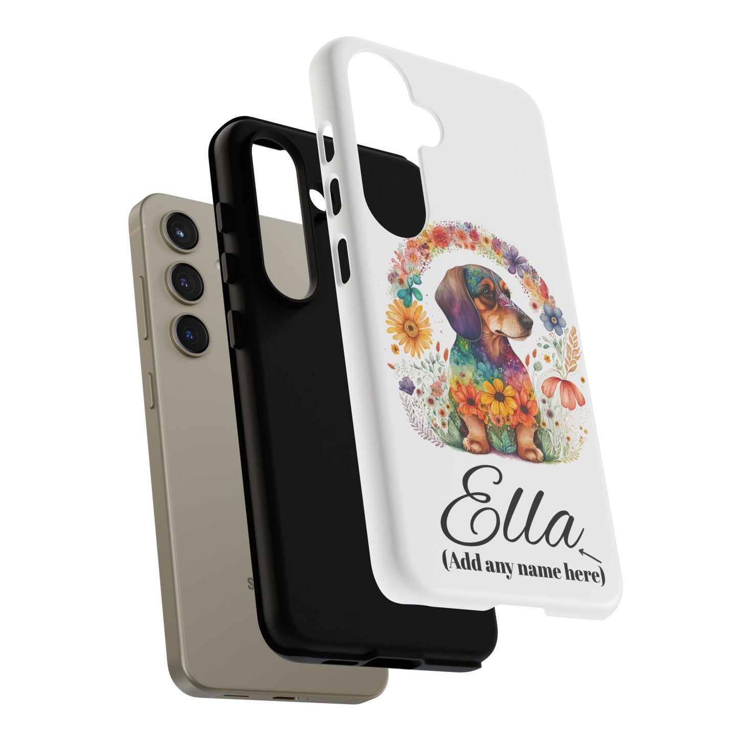 Personalized Dachshund Case for Pet Lovers Floral Phone Case Custom Name Phone