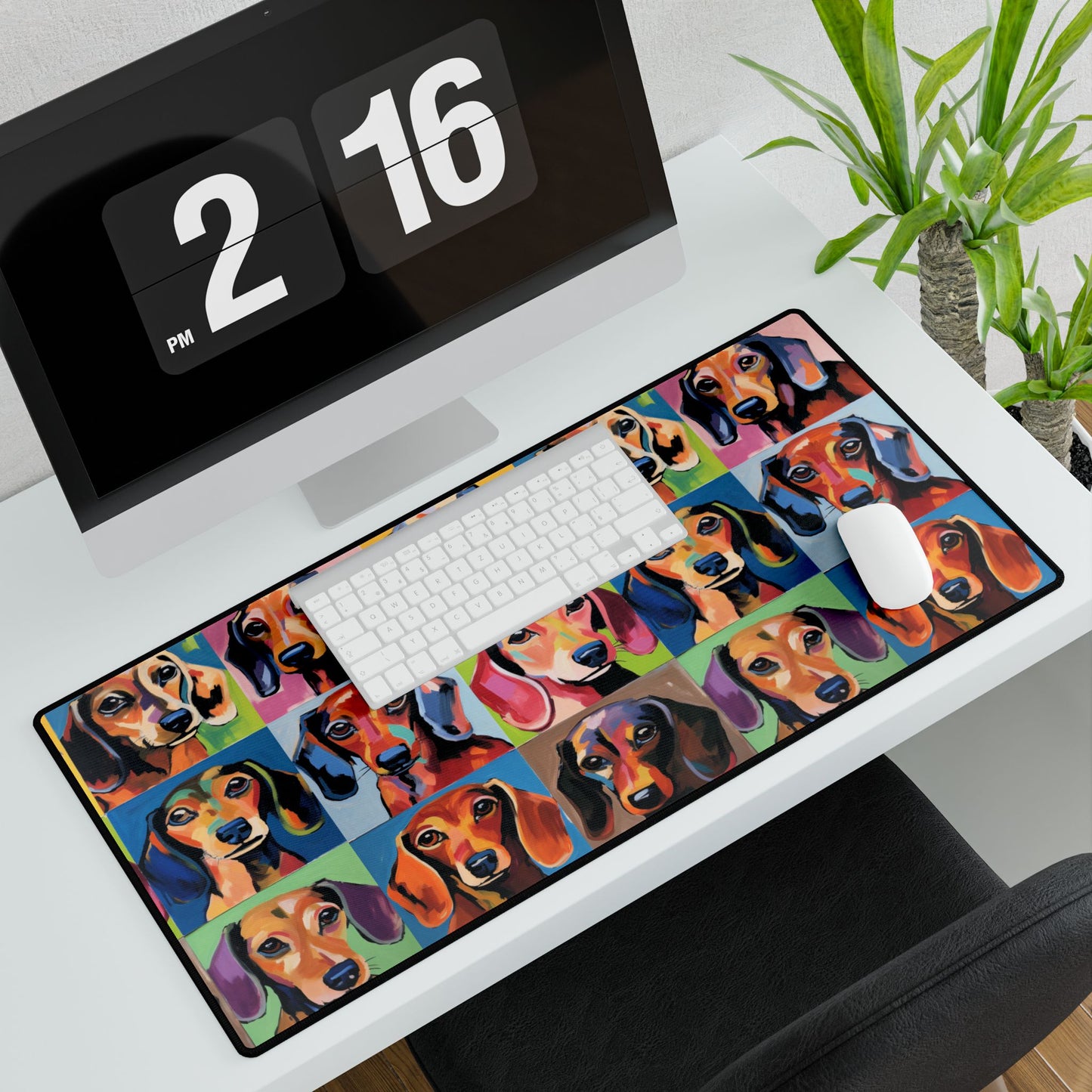 Pop Art Dachshund Desk Mat