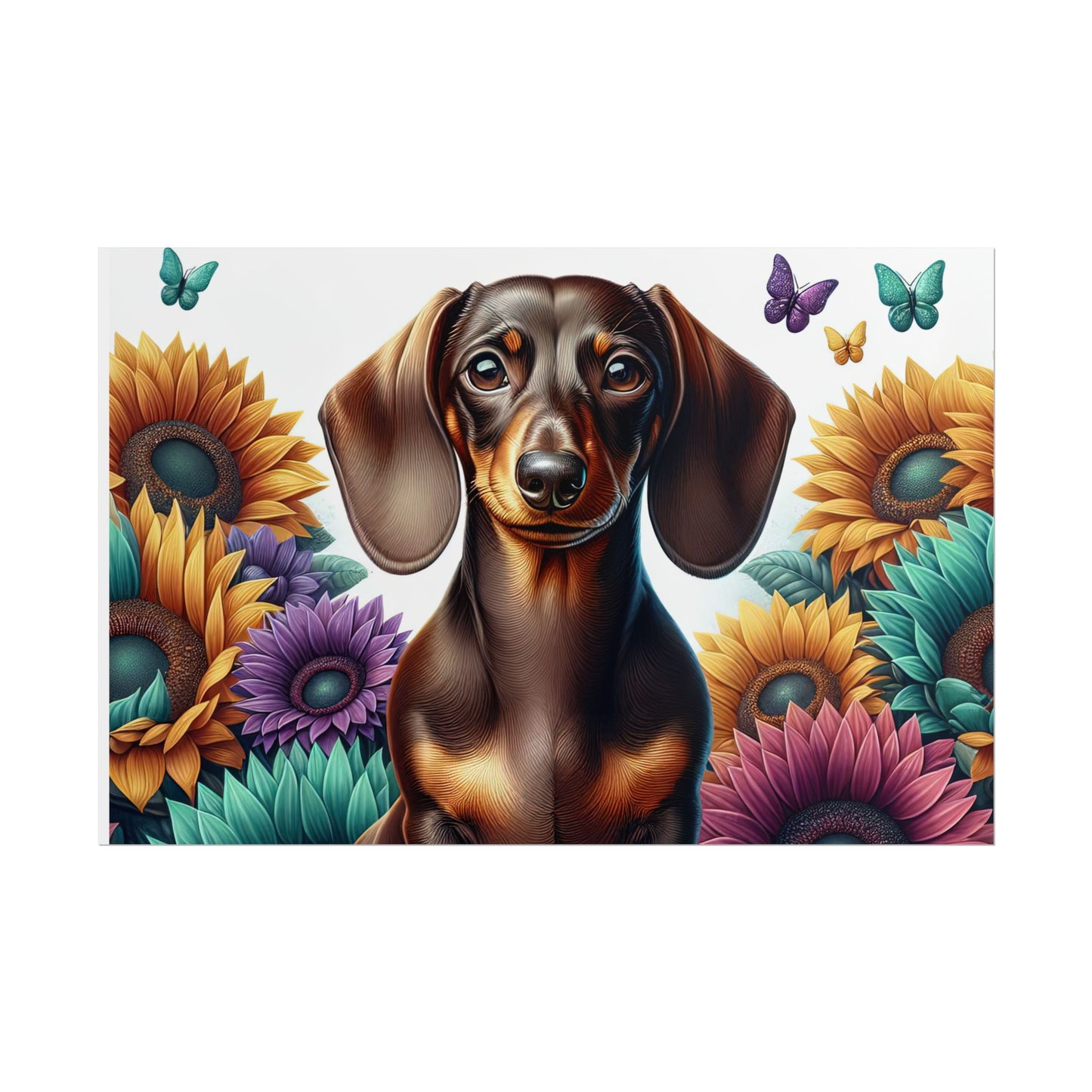 Floral Dachshund Rolled Posters