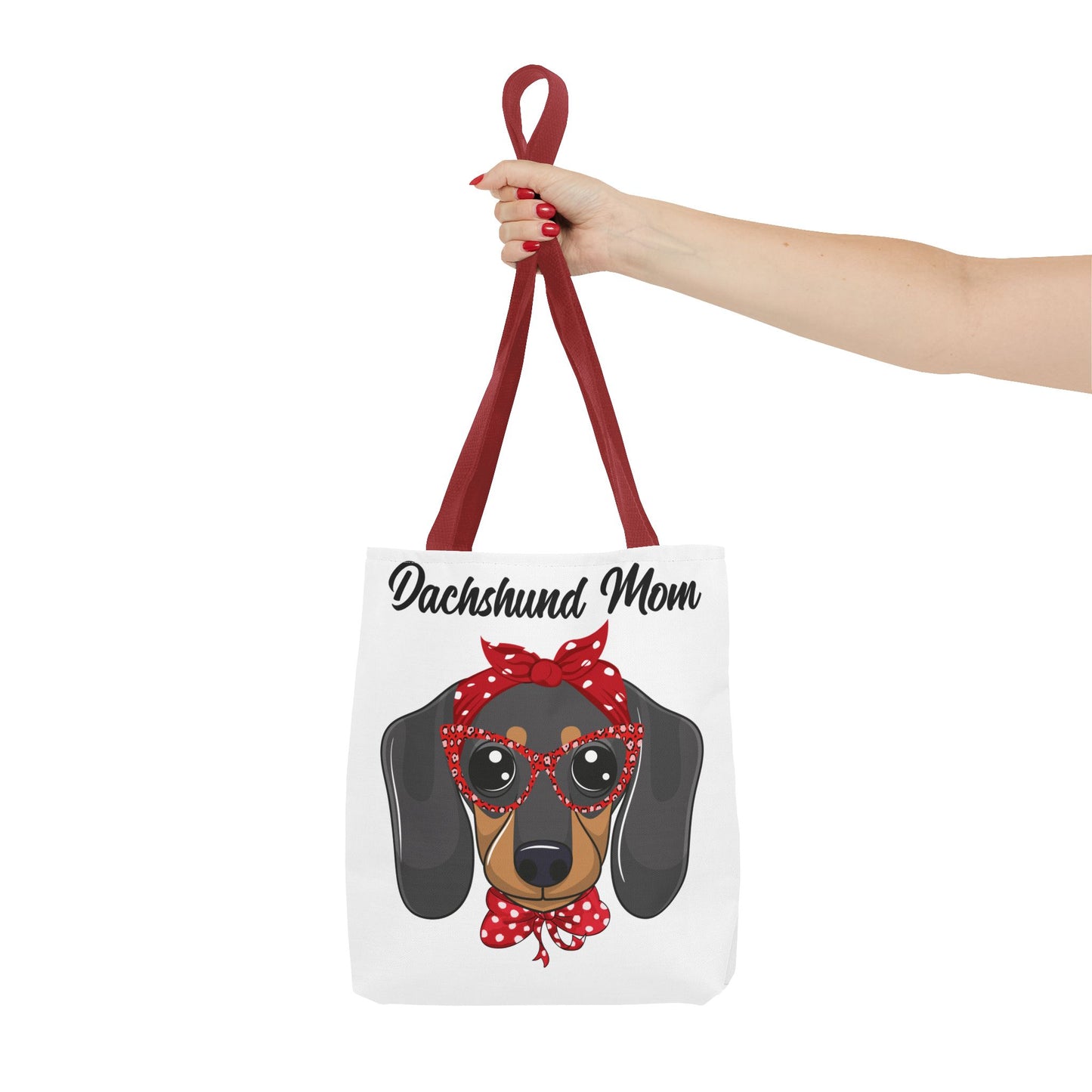 Retro Mom Black and Tan Dachshund Puppy Tote Bag Bright and Cheerful Weiner Doxie