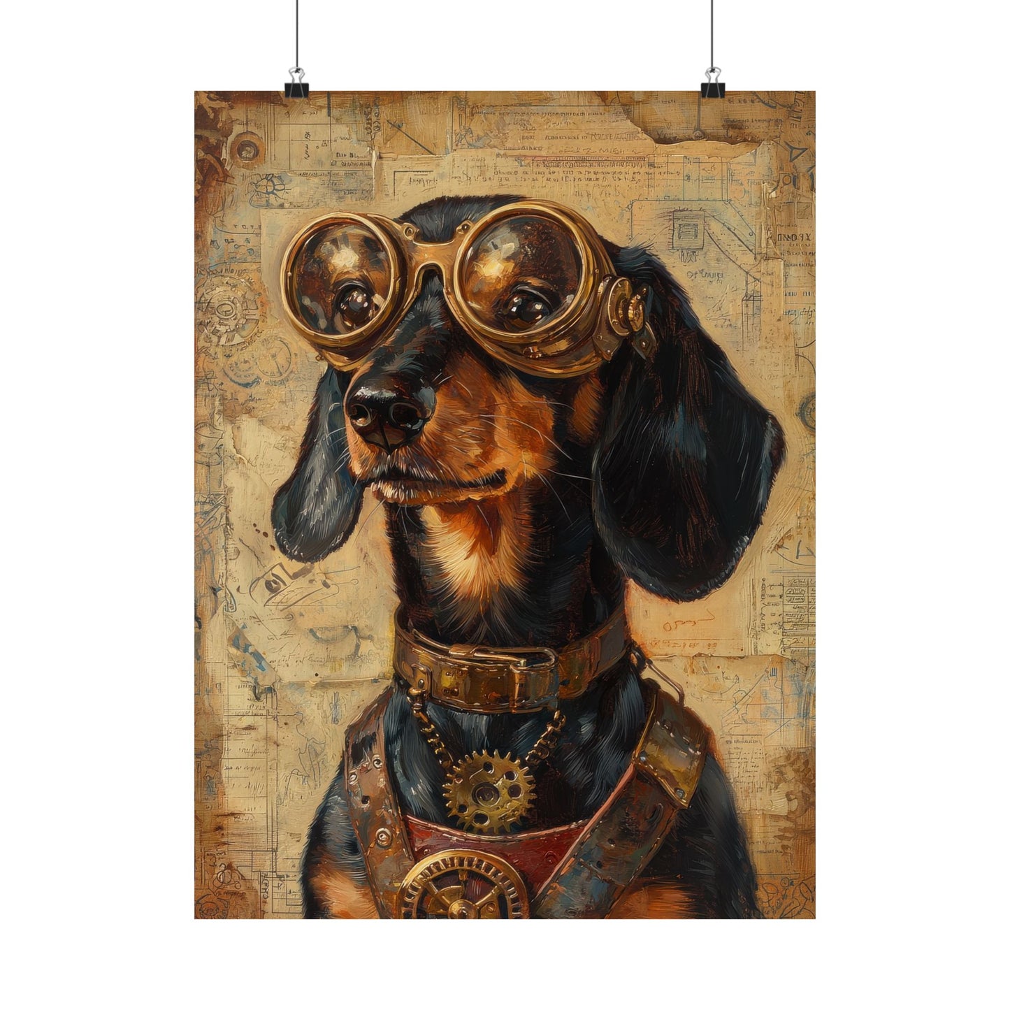 Steam Punk Dachshund Vertical Poster Dog Room Art Gift Game Room Sophisticated 2
