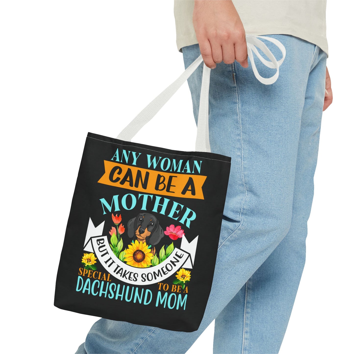 Mom Dachshund Puppy Tote Bag Bright and Cheerful Weiner Doxie