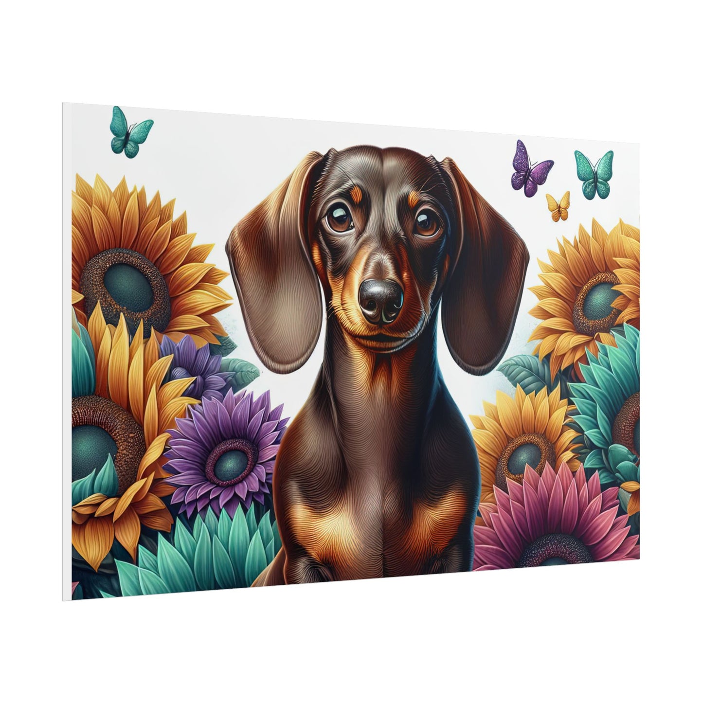 Floral Dachshund Rolled Posters