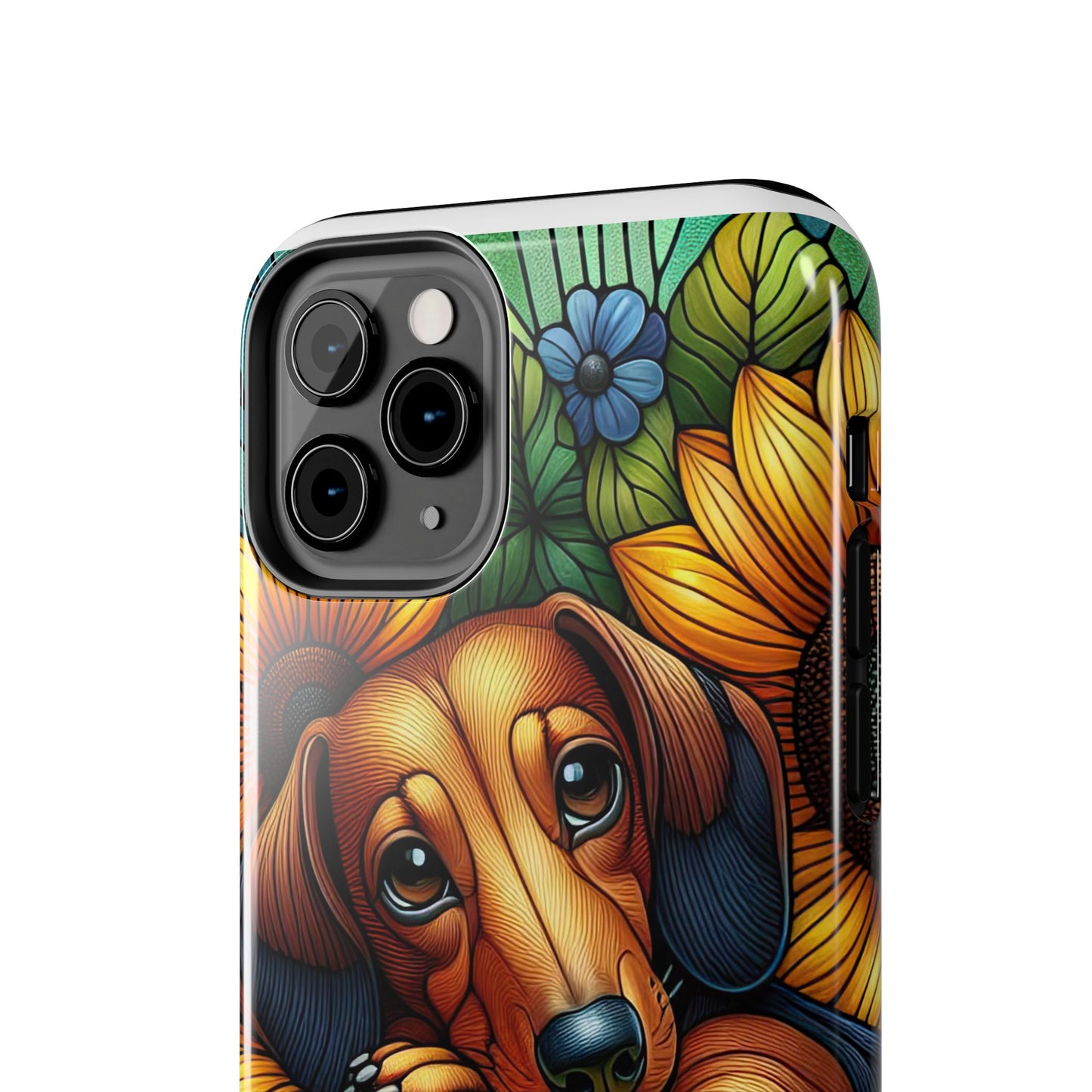 Cute Dachshund Phone Case Dog Lover Gift Tough Phone Cover Doxie Stained Glass