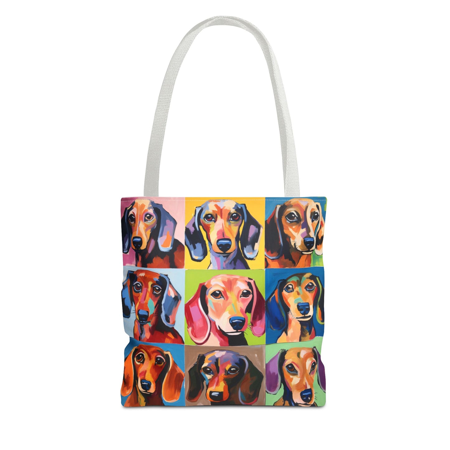 Colorful Dachshund Tote Bag Bright and Cheerful Brown Dapple Weiner