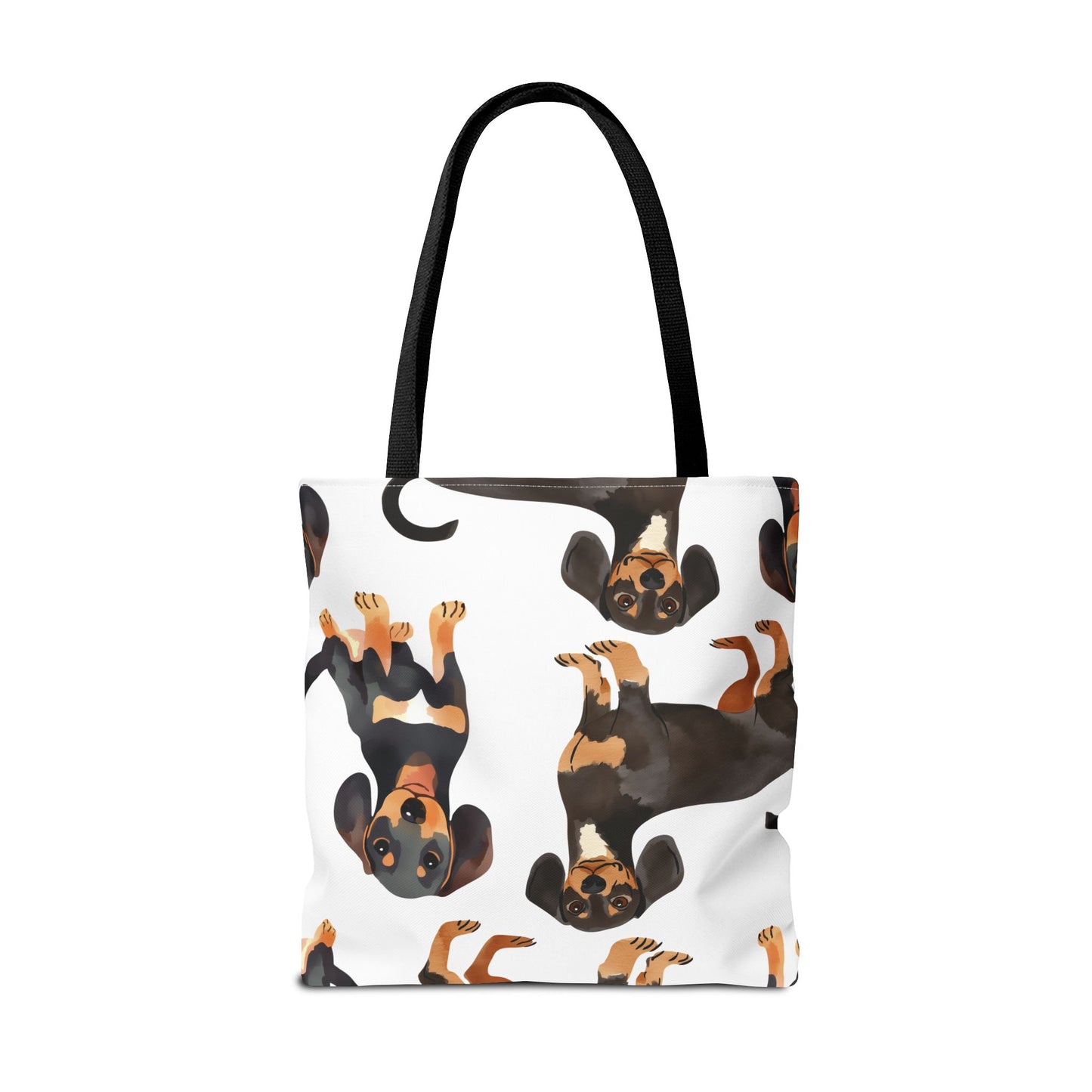 Black and Tan Dachshund Puppy Tote Bag Bright and Cheerful Weiner Doxie Patterned