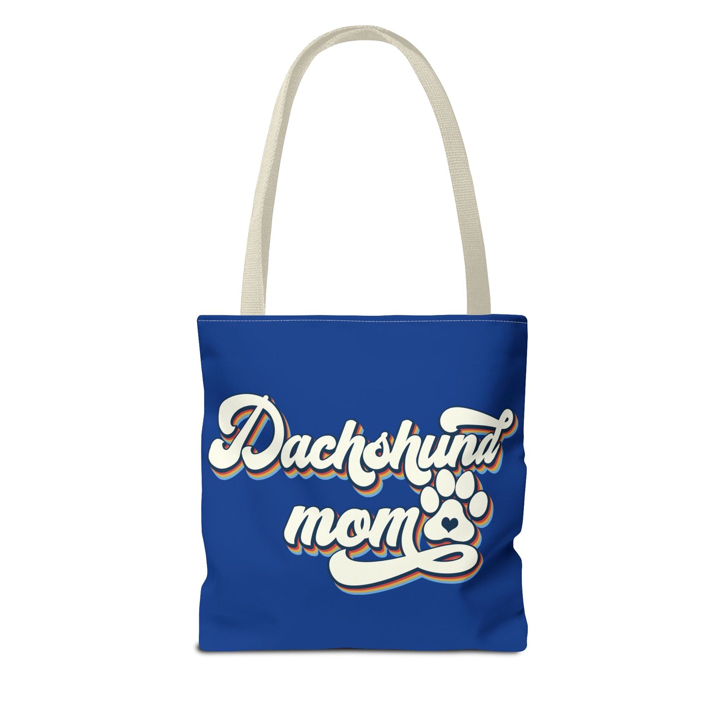 Navy Blue Dachshund Puppy Tote Bag Bright and Cheerful Weiner Doxie
