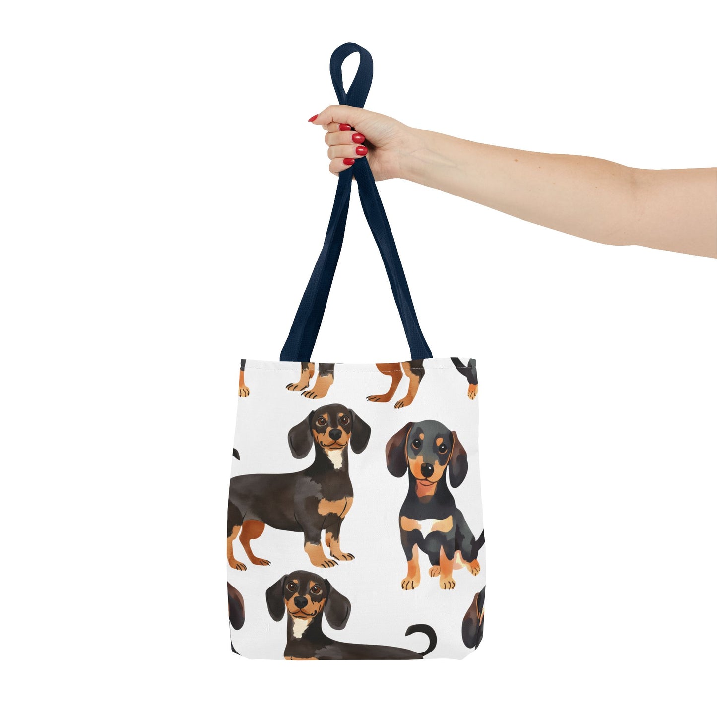 Black and Tan Dachshund Puppy Tote Bag Bright and Cheerful Weiner Doxie Patterned
