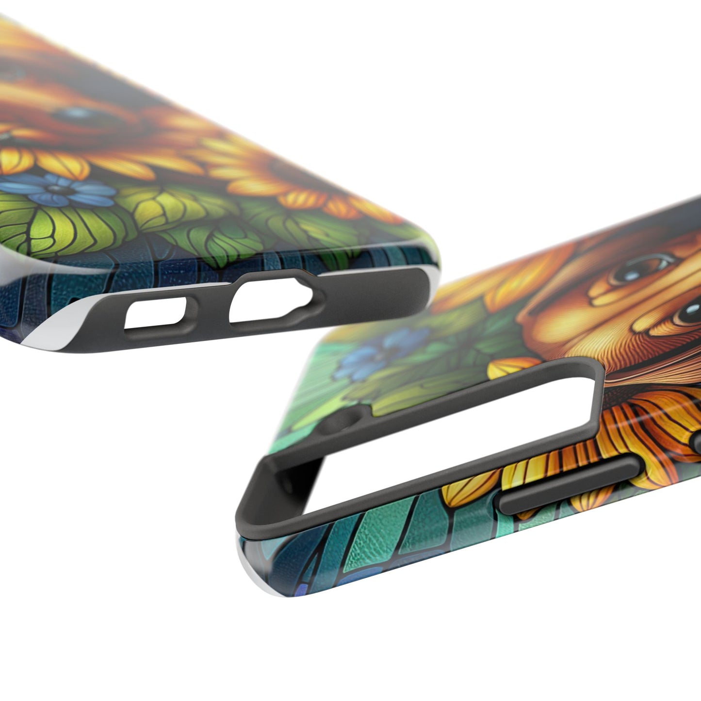 Cute Dachshund Phone Case Dog Lover Gift Tough Phone Cover Doxie Stained Glass