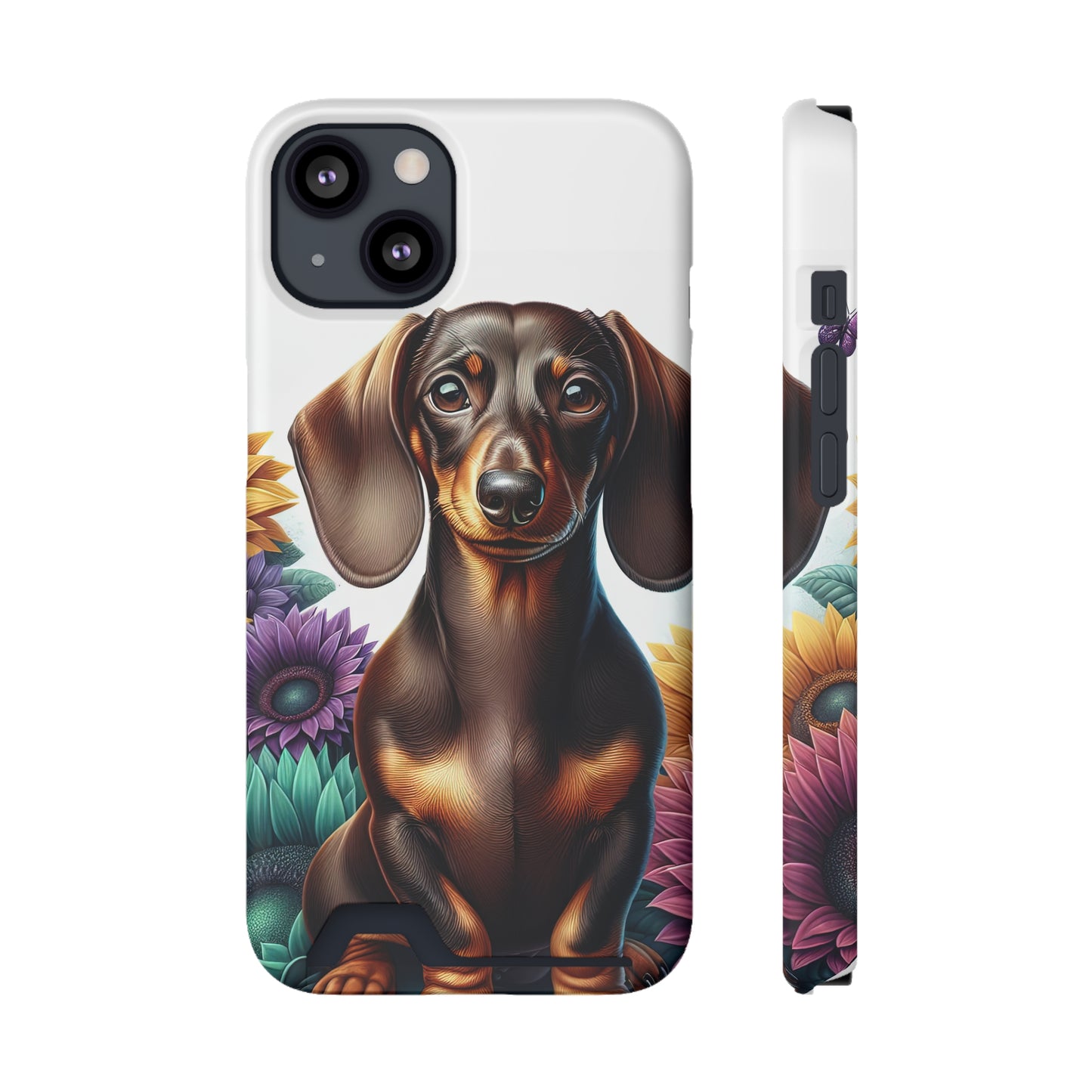 Dachshund Phone Case, Trendy Wallet Case for Dog Lovers, Cute Card Holder Cover, Animal Print Accessory, Slim Protective