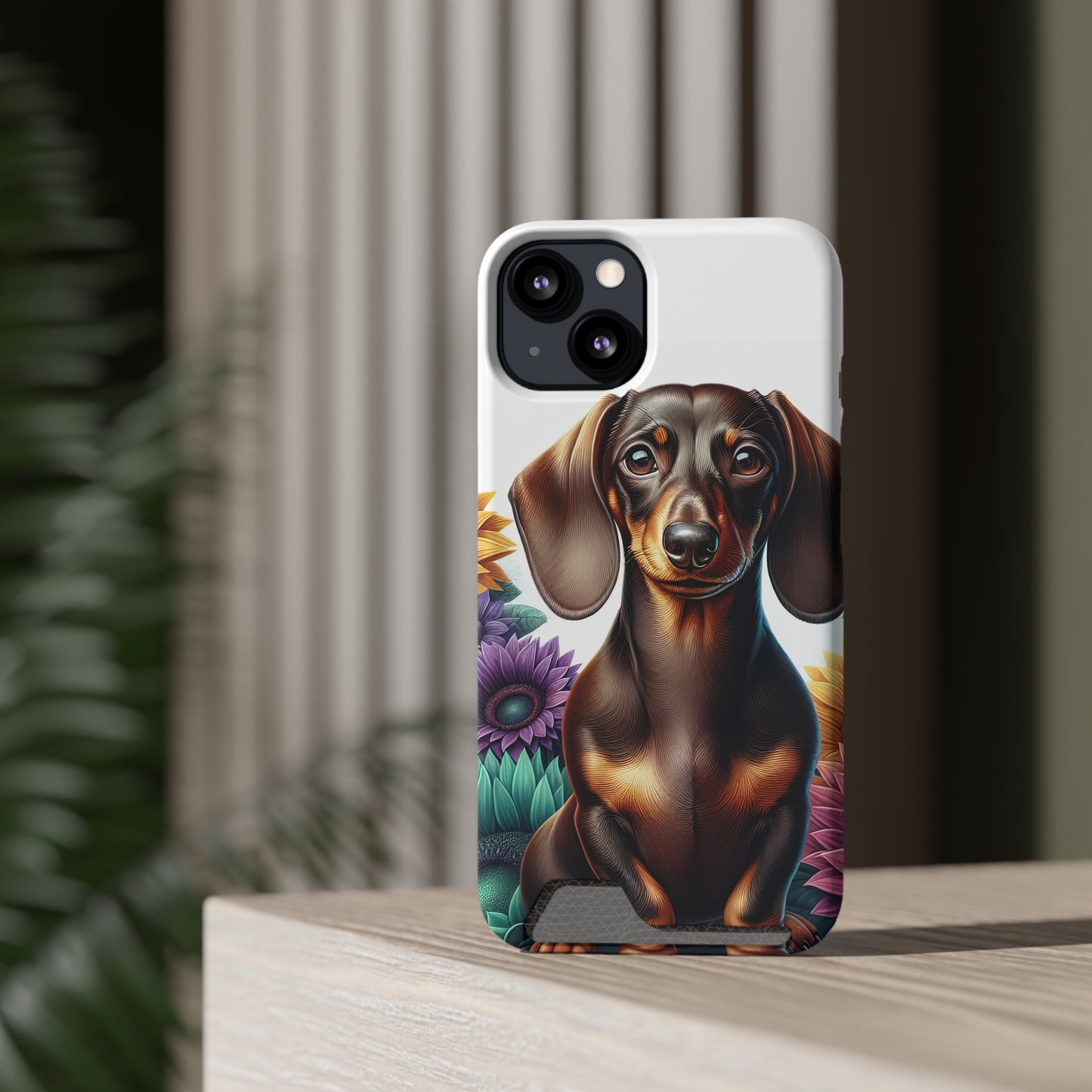Dachshund Phone Case, Trendy Wallet Case for Dog Lovers, Cute Card Holder Cover, Animal Print Accessory, Slim Protective