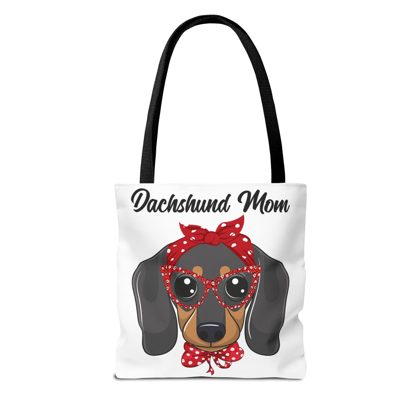 Retro Mom Black and Tan Dachshund Puppy Tote Bag Bright and Cheerful Weiner Doxie