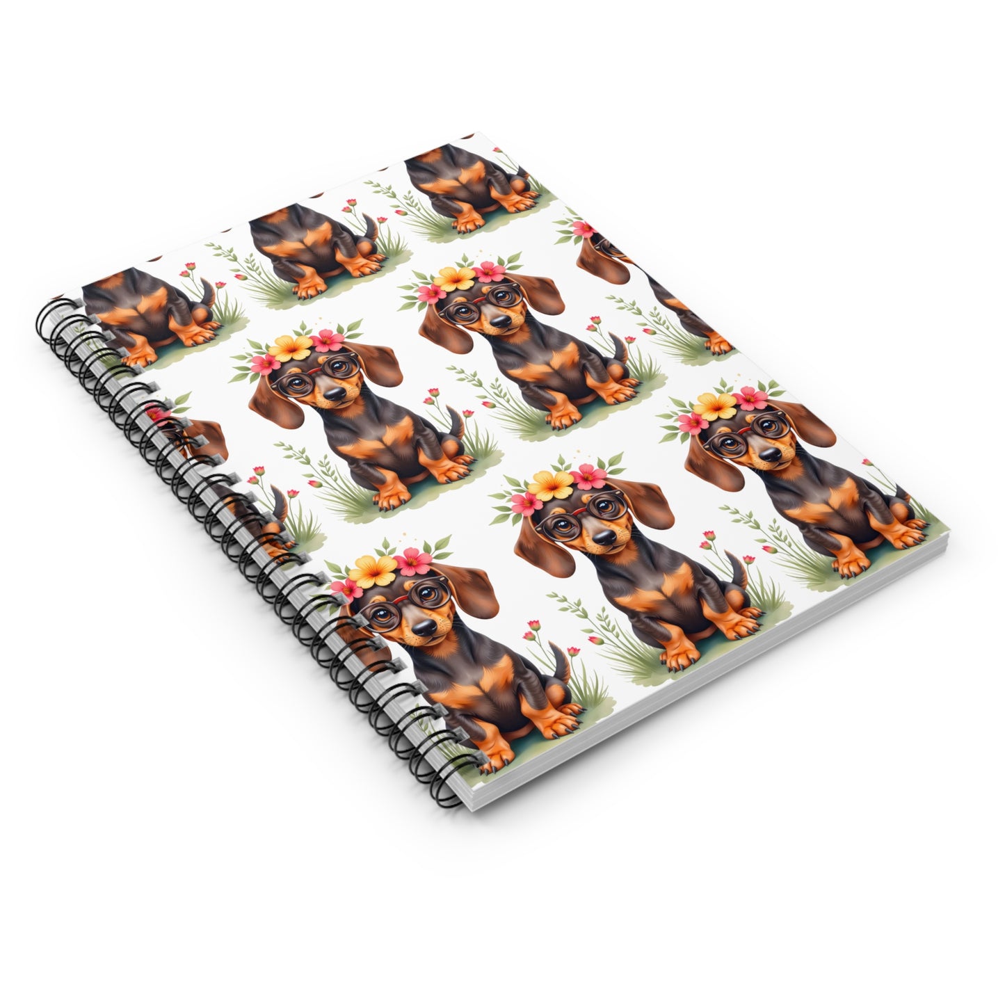 Fun Patterned Dachshund Spiral Notebook Pet Journal, Dog Lover Gift
