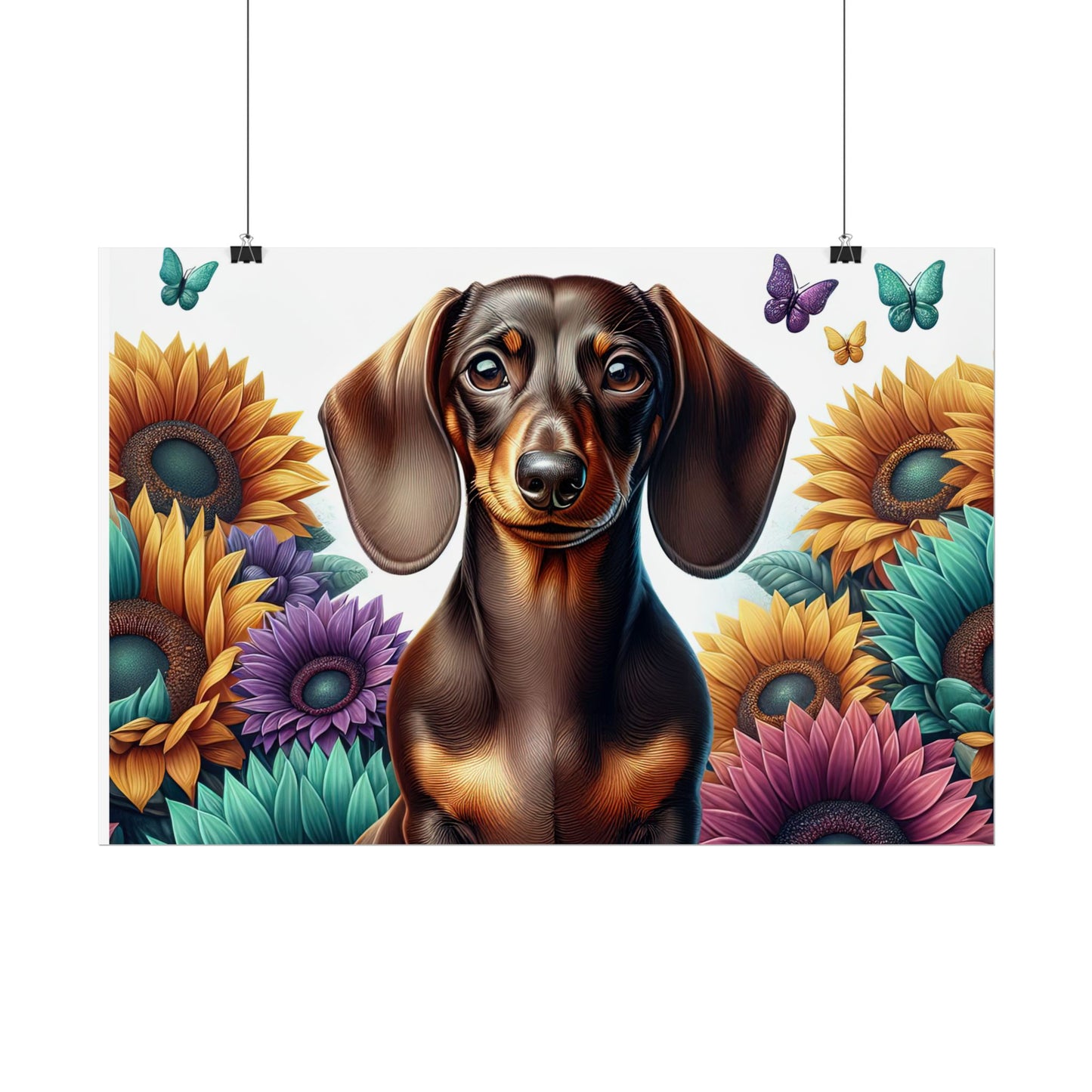 Floral Dachshund Rolled Posters