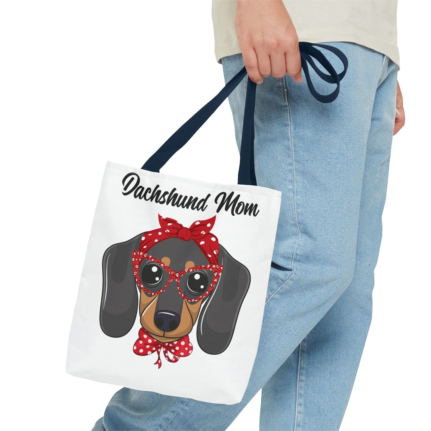 Retro Mom Black and Tan Dachshund Puppy Tote Bag Bright and Cheerful Weiner Doxie