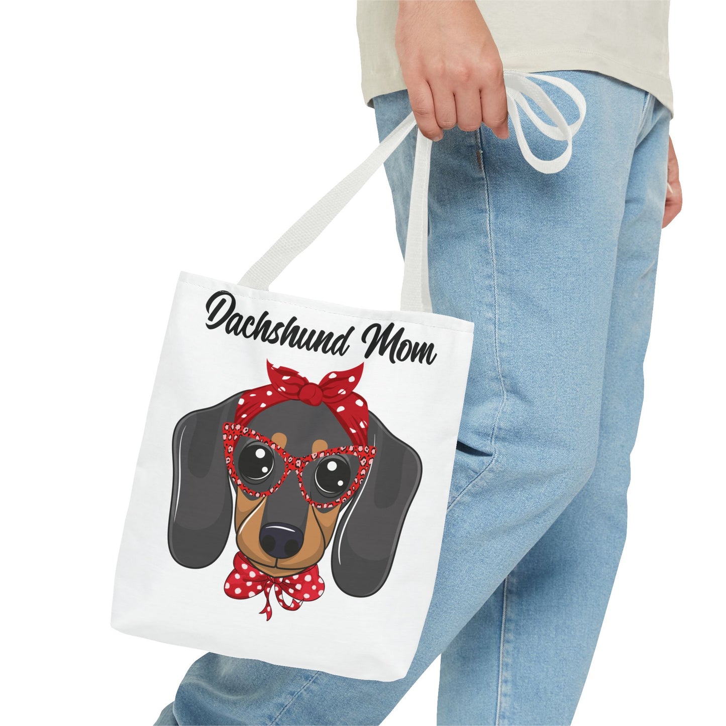 Retro Mom Black and Tan Dachshund Puppy Tote Bag Bright and Cheerful Weiner Doxie