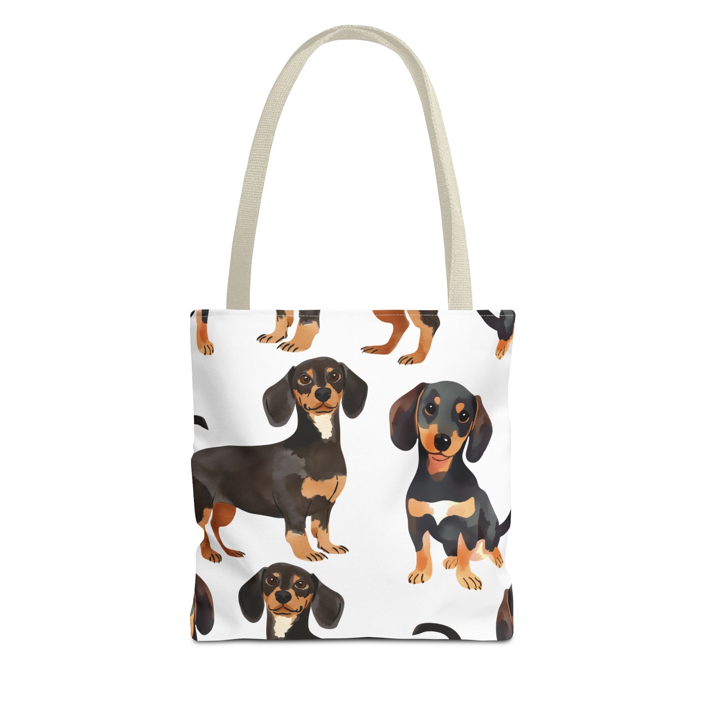 Black and Tan Dachshund Puppy Tote Bag Bright and Cheerful Weiner Doxie Patterned
