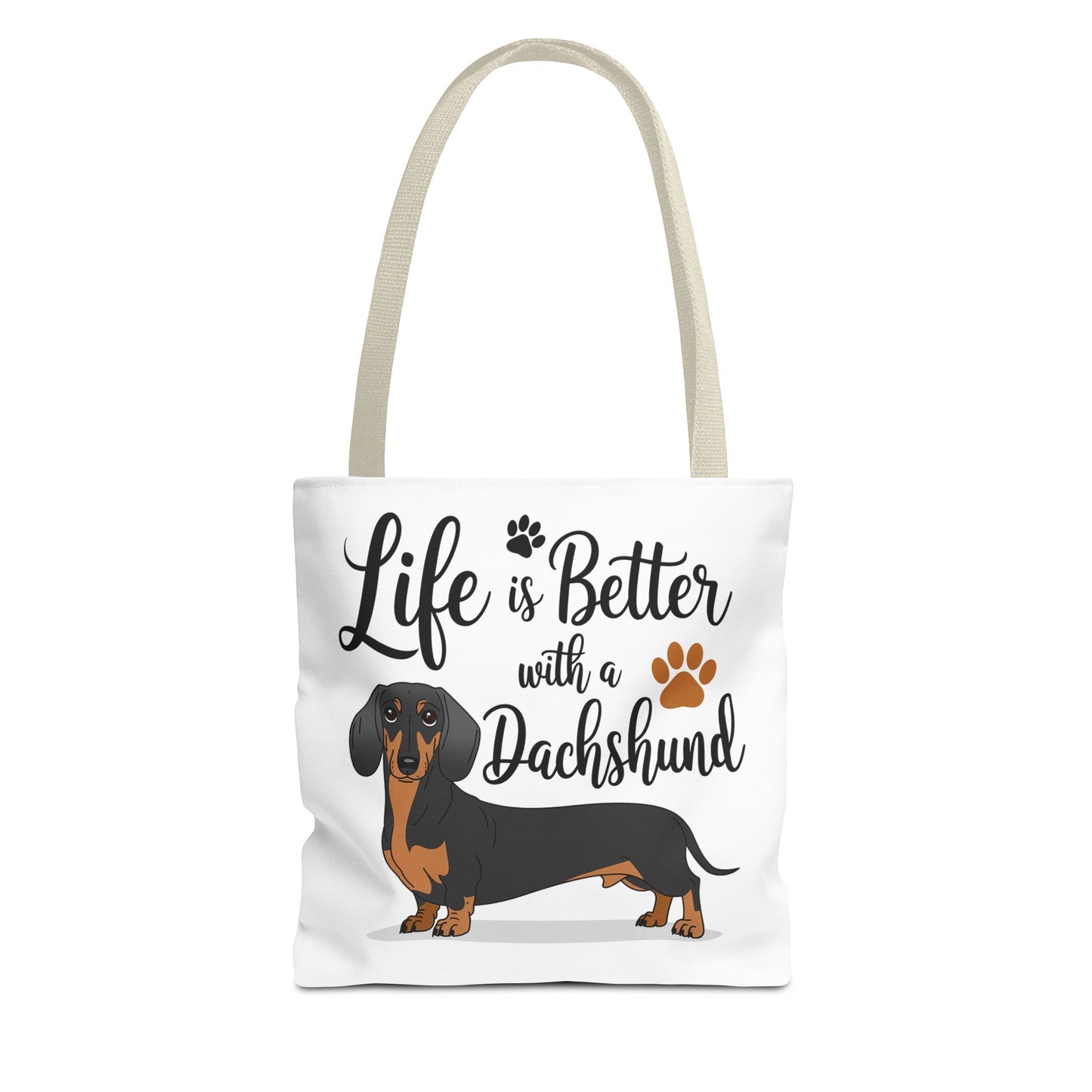 Black and Tan Dachshund Puppy Tote Bag Bright and Cheerful Weiner Doxie