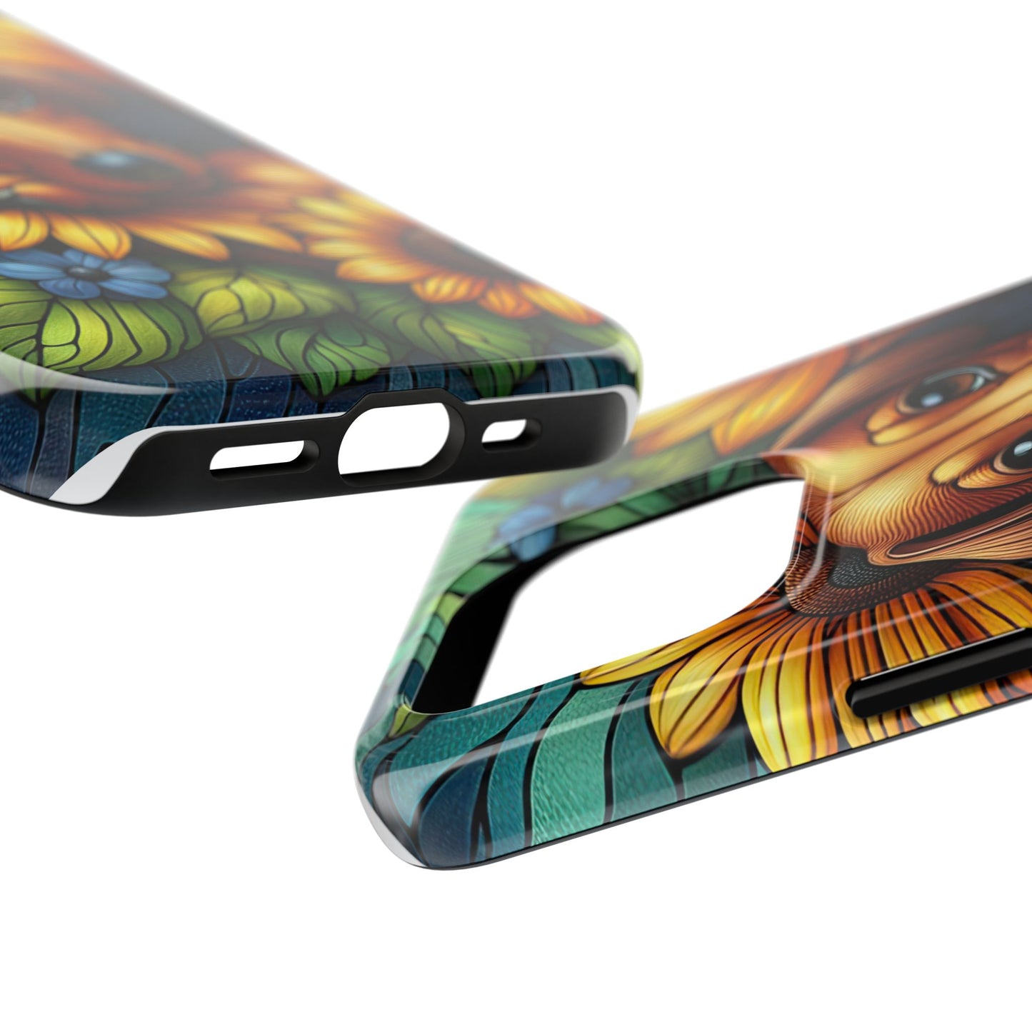 Cute Dachshund Phone Case Dog Lover Gift Tough Phone Cover Doxie Stained Glass