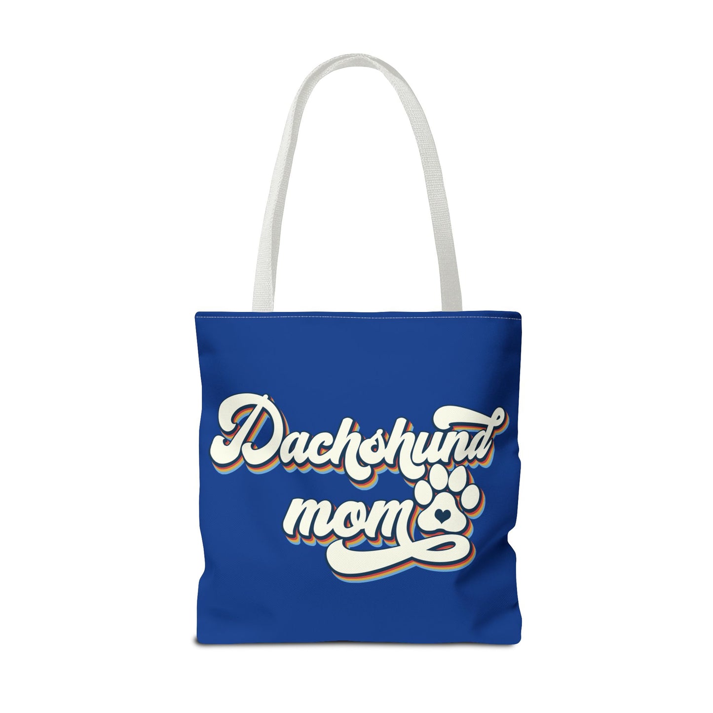 Navy Blue Dachshund Puppy Tote Bag Bright and Cheerful Weiner Doxie