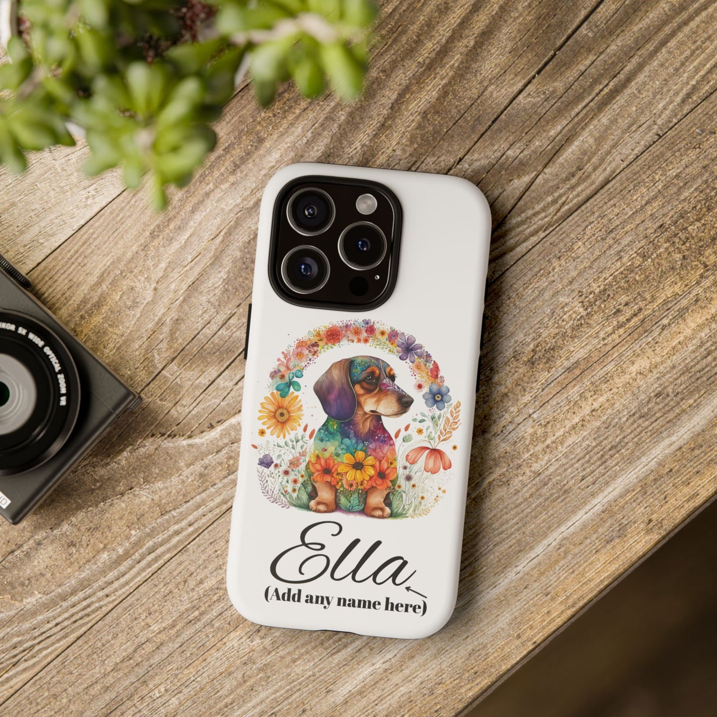 Personalized Dachshund Case for Pet Lovers Floral Phone Case Custom Name Phone