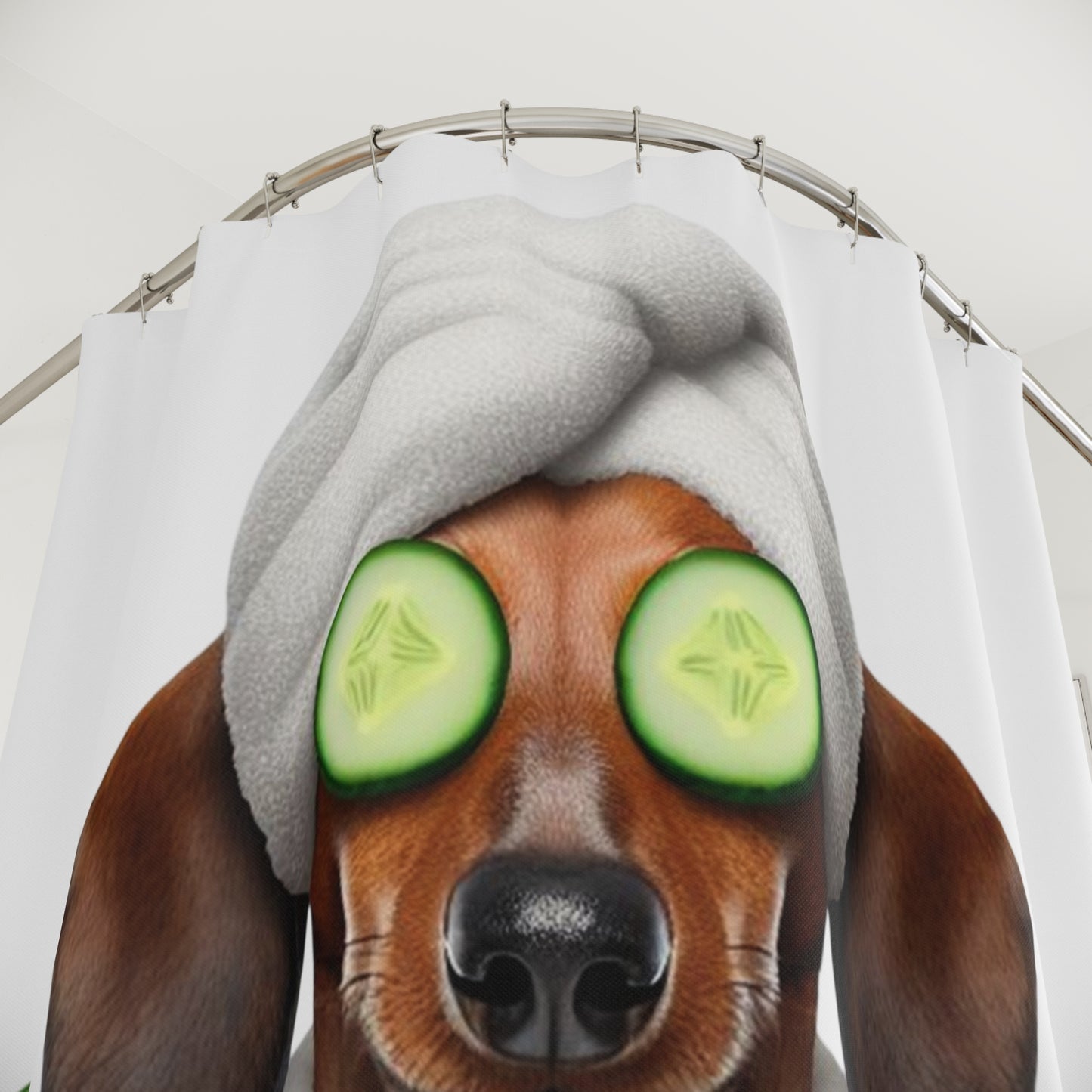 Funny and Cozy Pup Vibes: Just Chillin' in My Bathrobe Shower Curtains Dachshund Weiner God