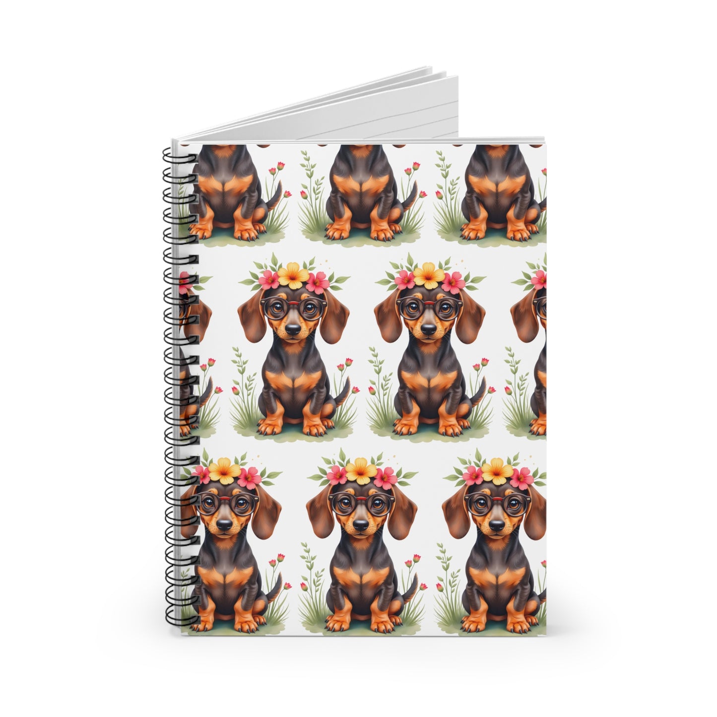 Fun Patterned Dachshund Spiral Notebook Pet Journal, Dog Lover Gift