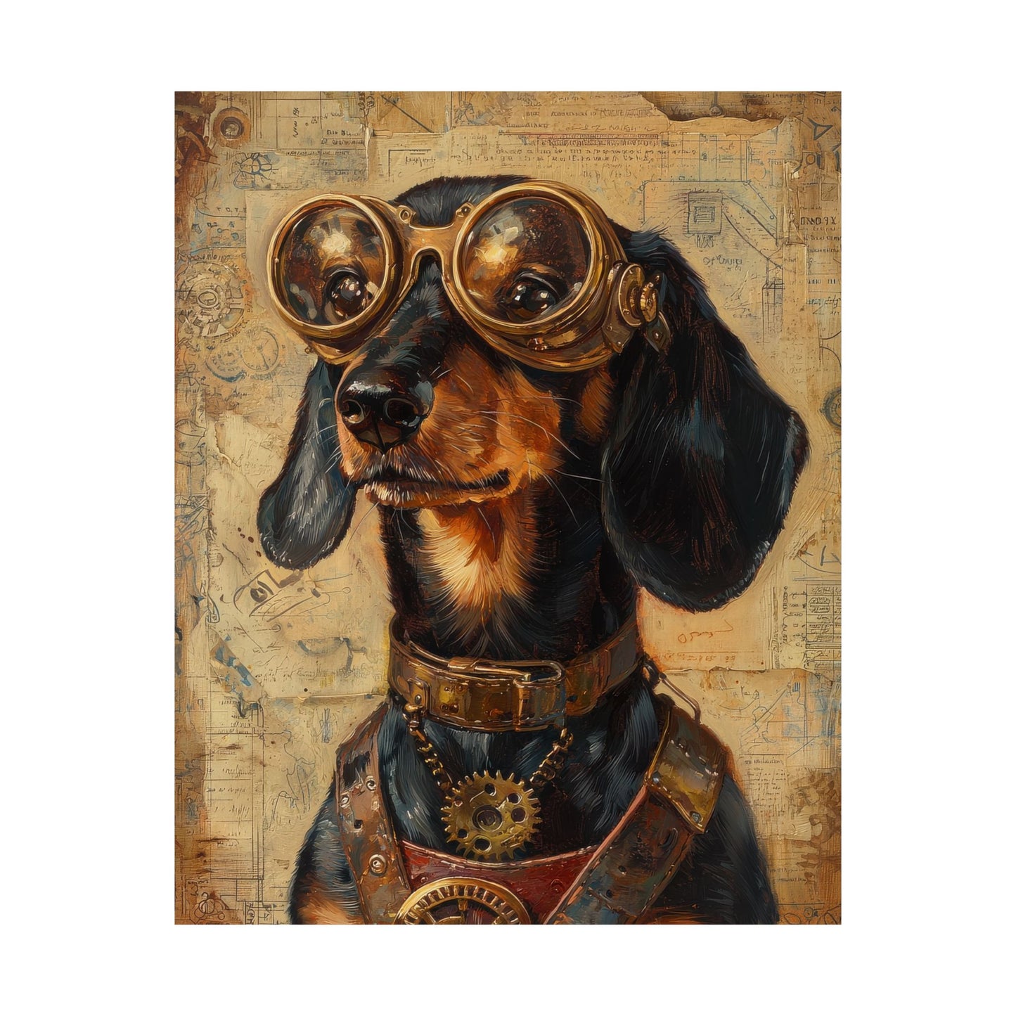 Steam Punk Dachshund Vertical Poster Dog Room Art Gift Game Room Sophisticated 2