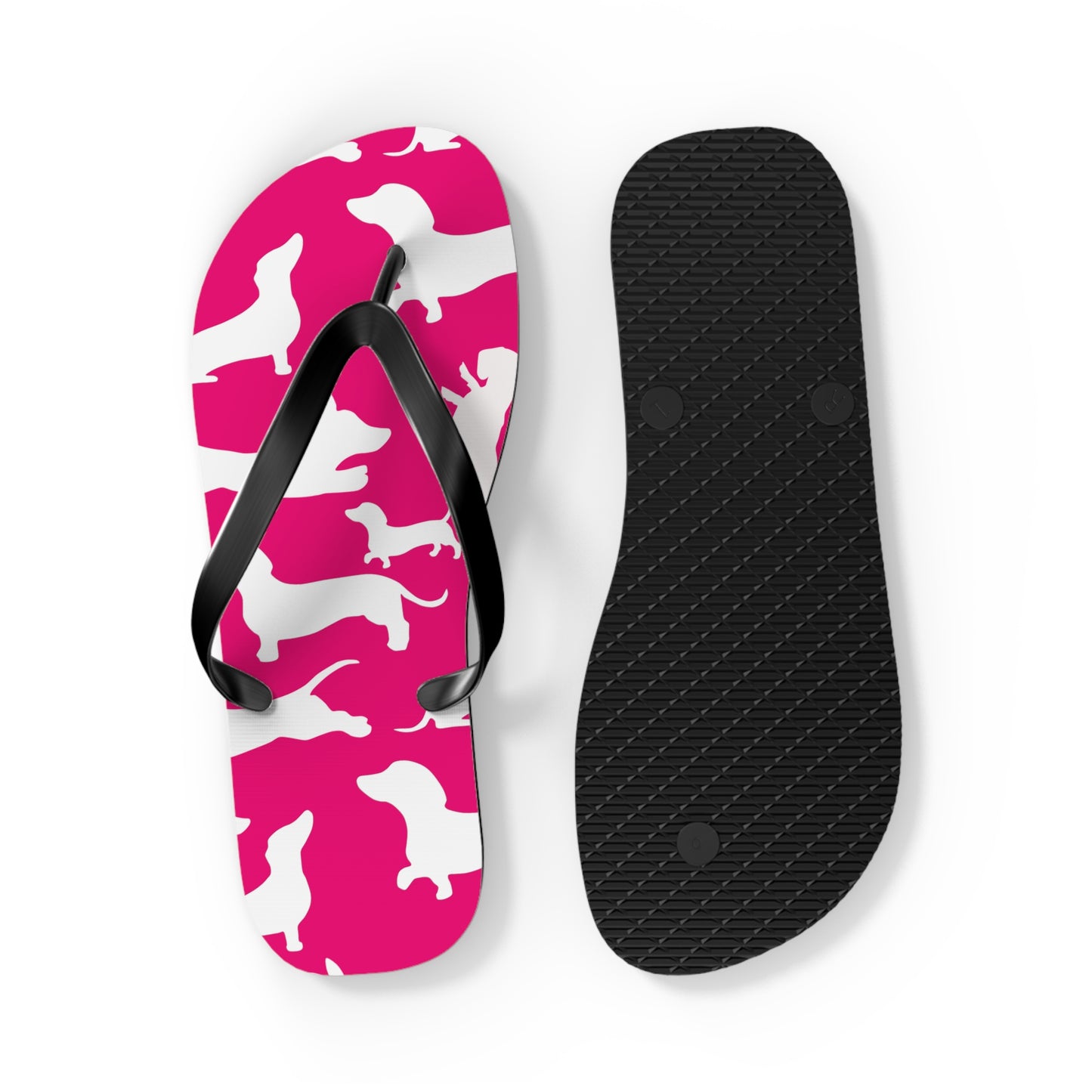 Pink Dachshund Weiner Dog Patterned Flip Flop Sandals