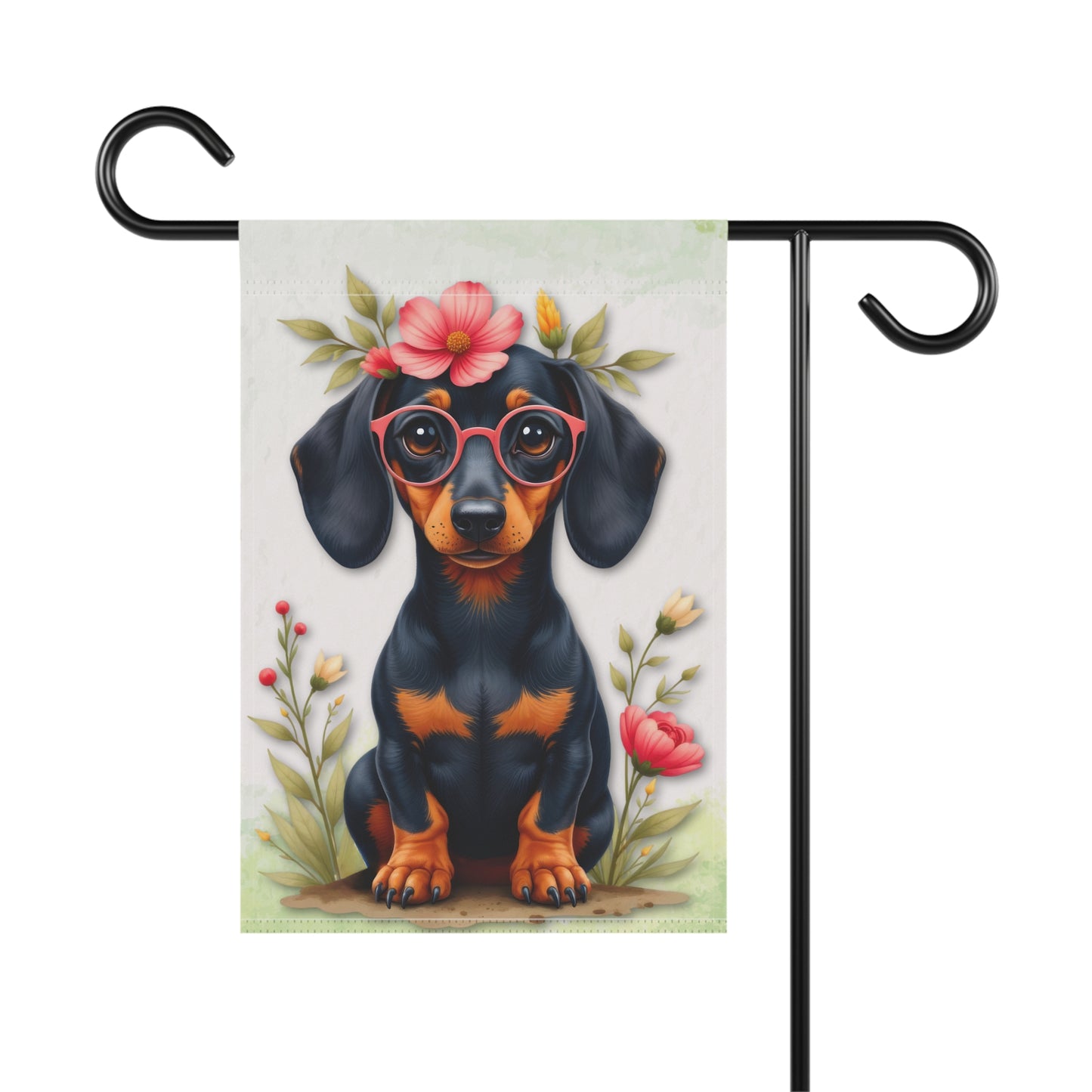 Floral Spring Garden Flag Dog Mom Banner Home Decor Dachshund