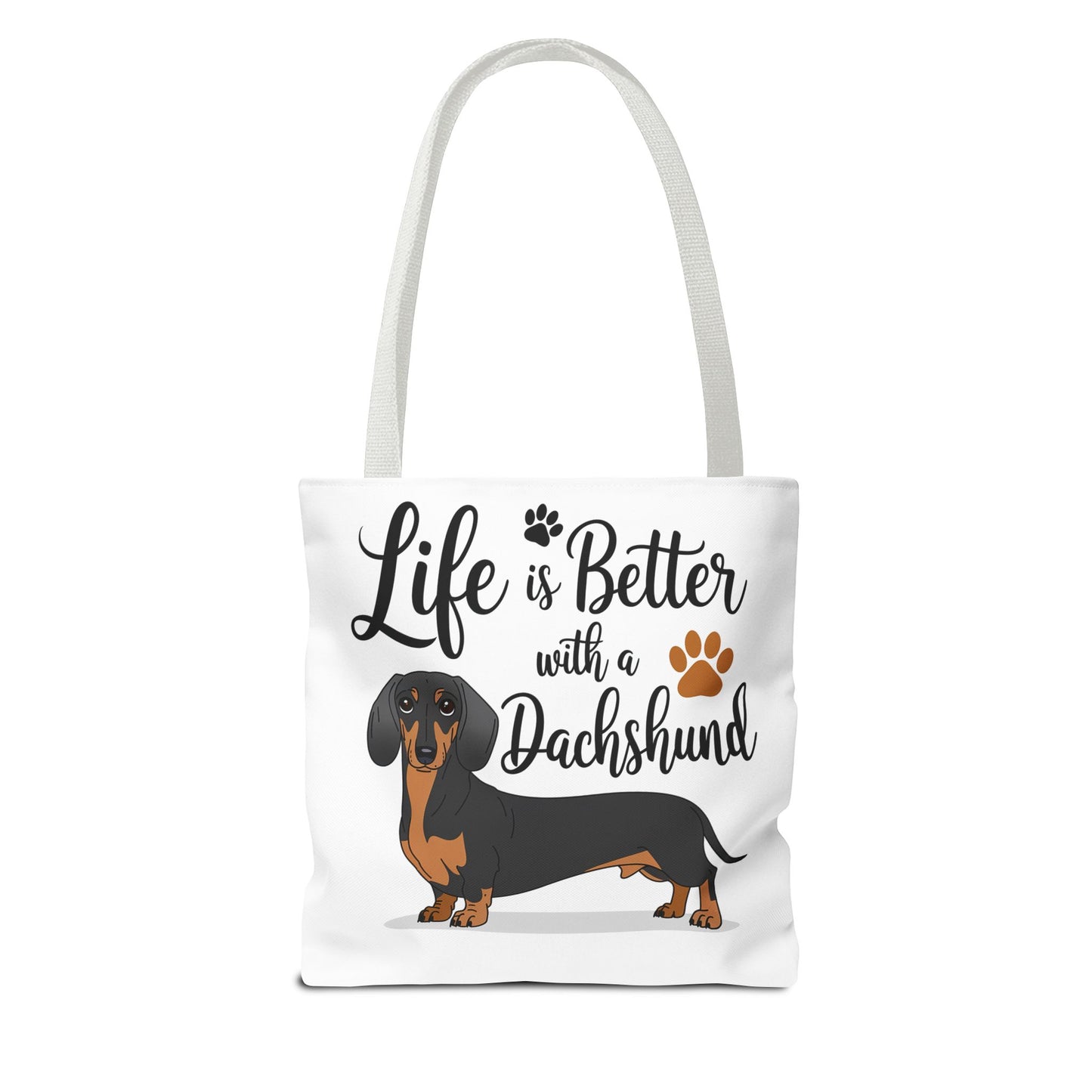 Black and Tan Dachshund Puppy Tote Bag Bright and Cheerful Weiner Doxie