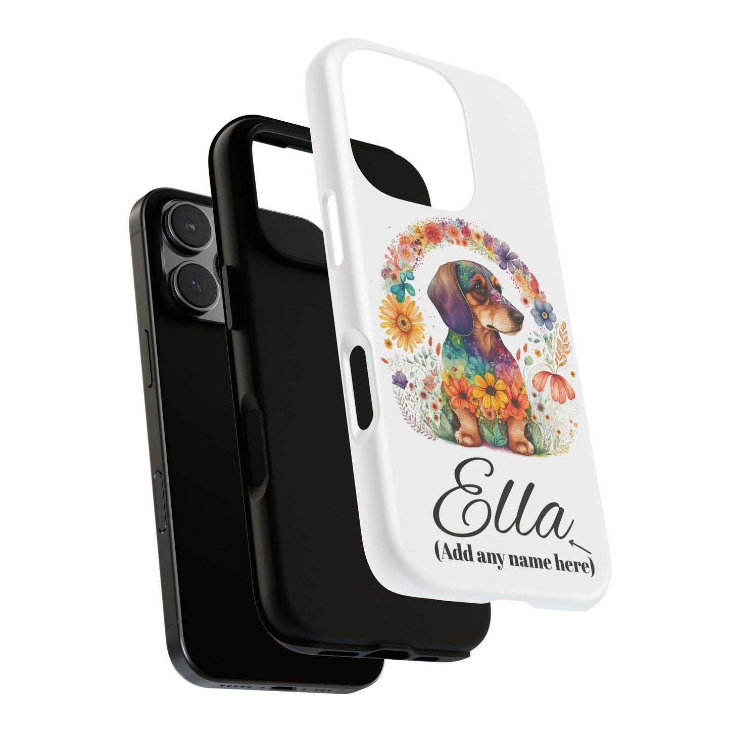 Personalized Dachshund Case for Pet Lovers Floral Phone Case Custom Name Phone