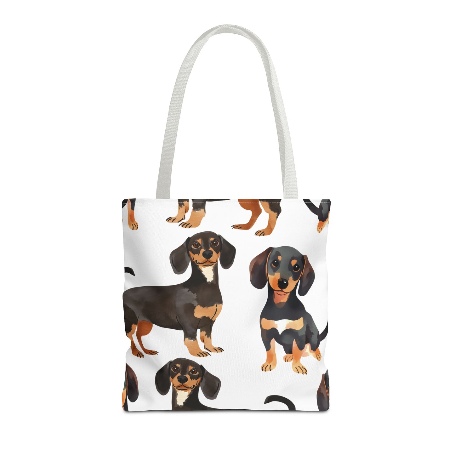Black and Tan Dachshund Puppy Tote Bag Bright and Cheerful Weiner Doxie Patterned