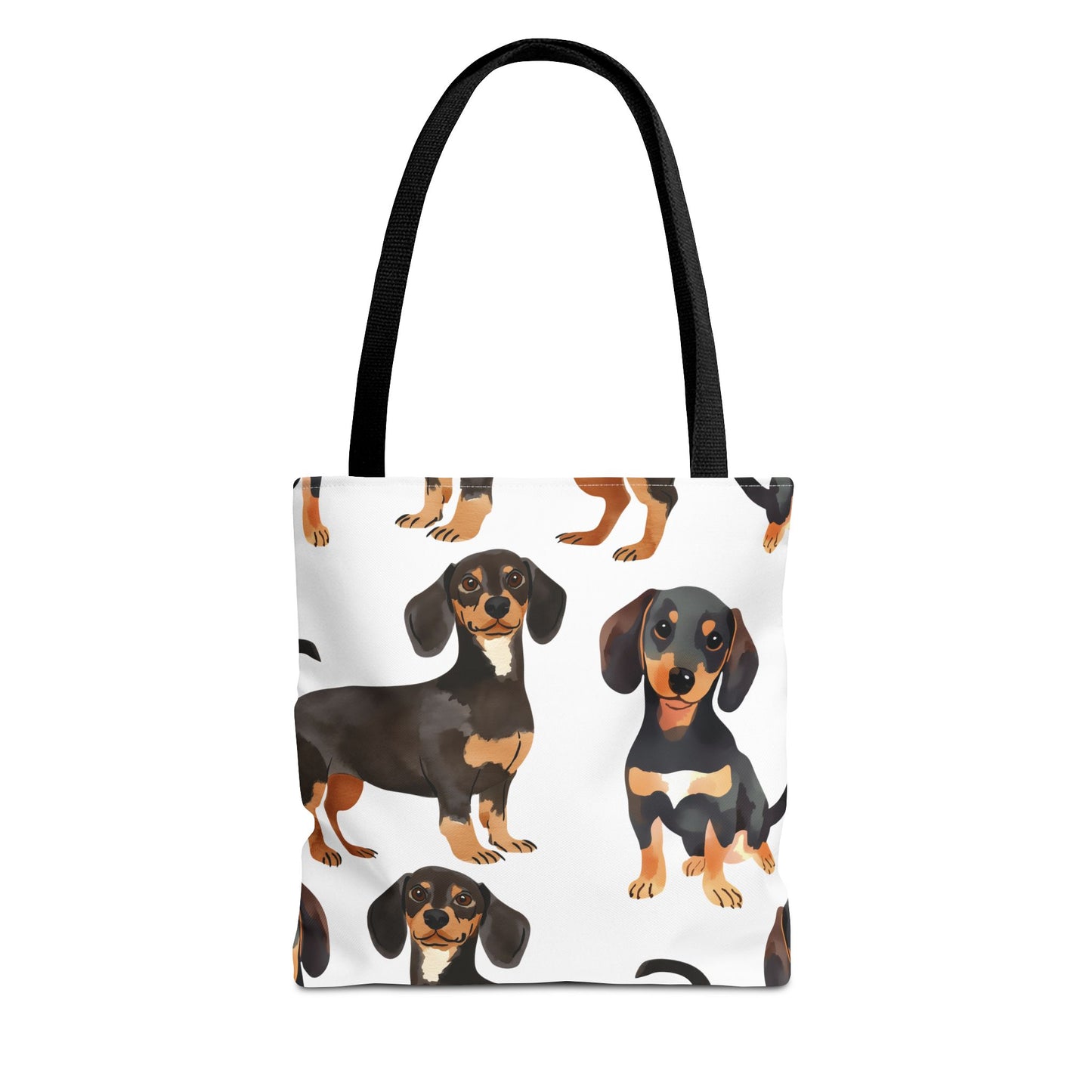 Black and Tan Dachshund Puppy Tote Bag Bright and Cheerful Weiner Doxie Patterned