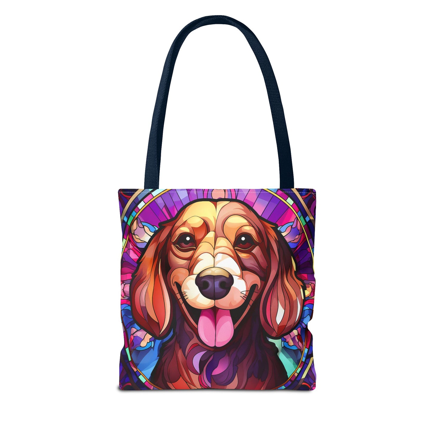 Stained Glass Red Dachshund Puppy Tote Bag Bright and Cheerful Weiner